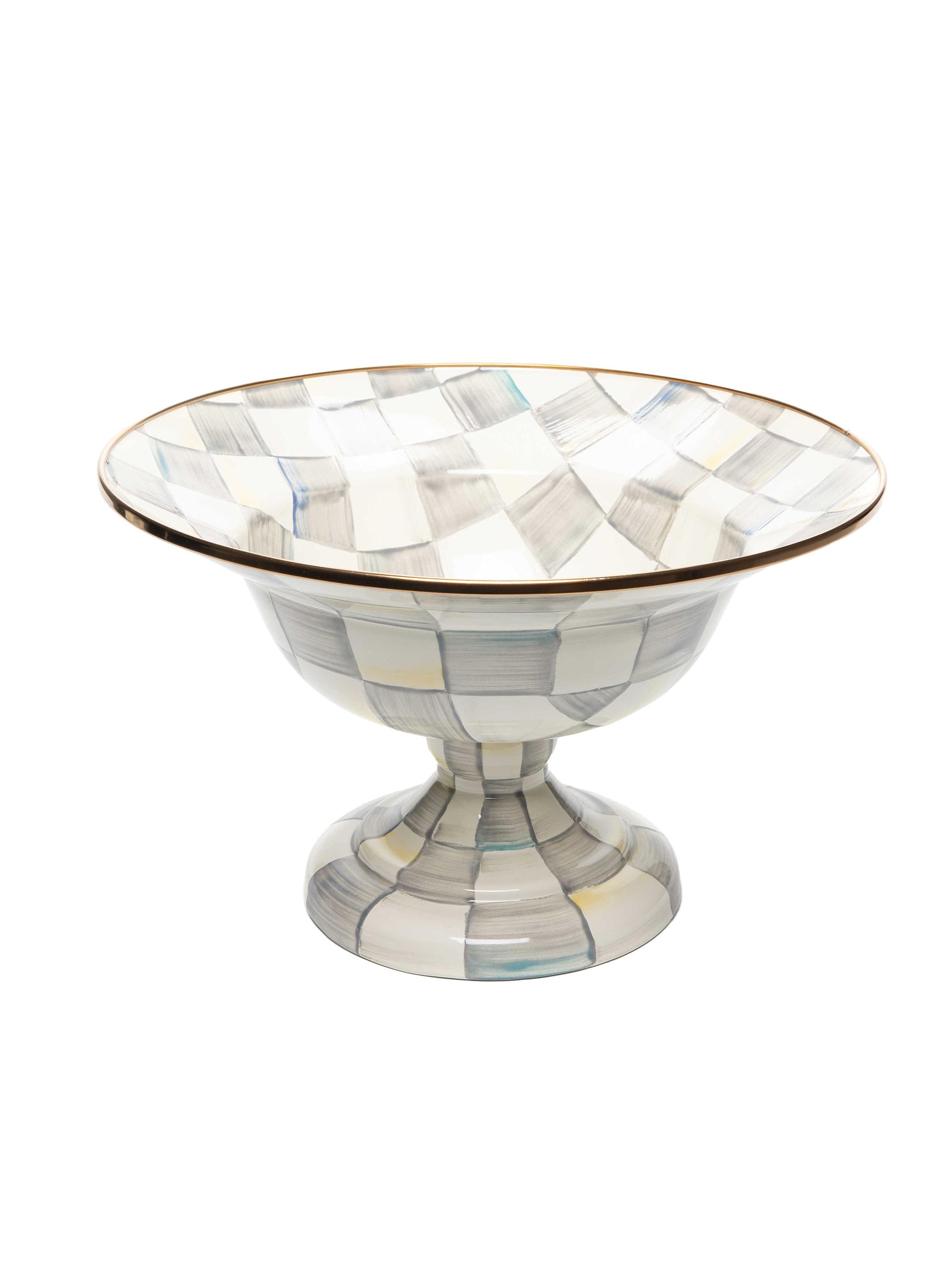 MacKenzie-Childs Sterling Check Compote - Sterling Check Small