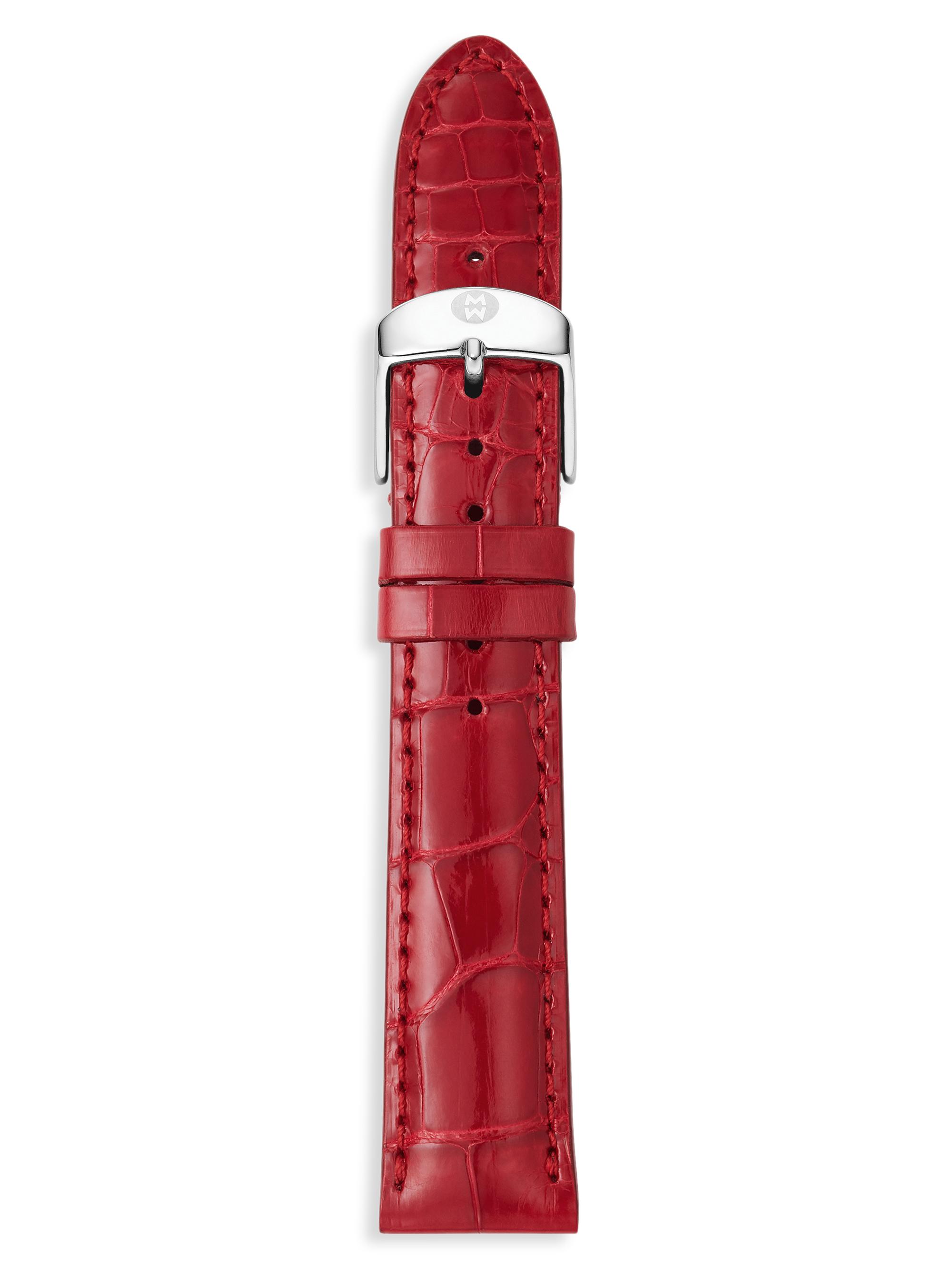 Michele Red and Gold Snakeskin Watch Strap 16MM MICHELE 16MM Dark Red Metallic Genuine Snakeskin Leather  main image 4