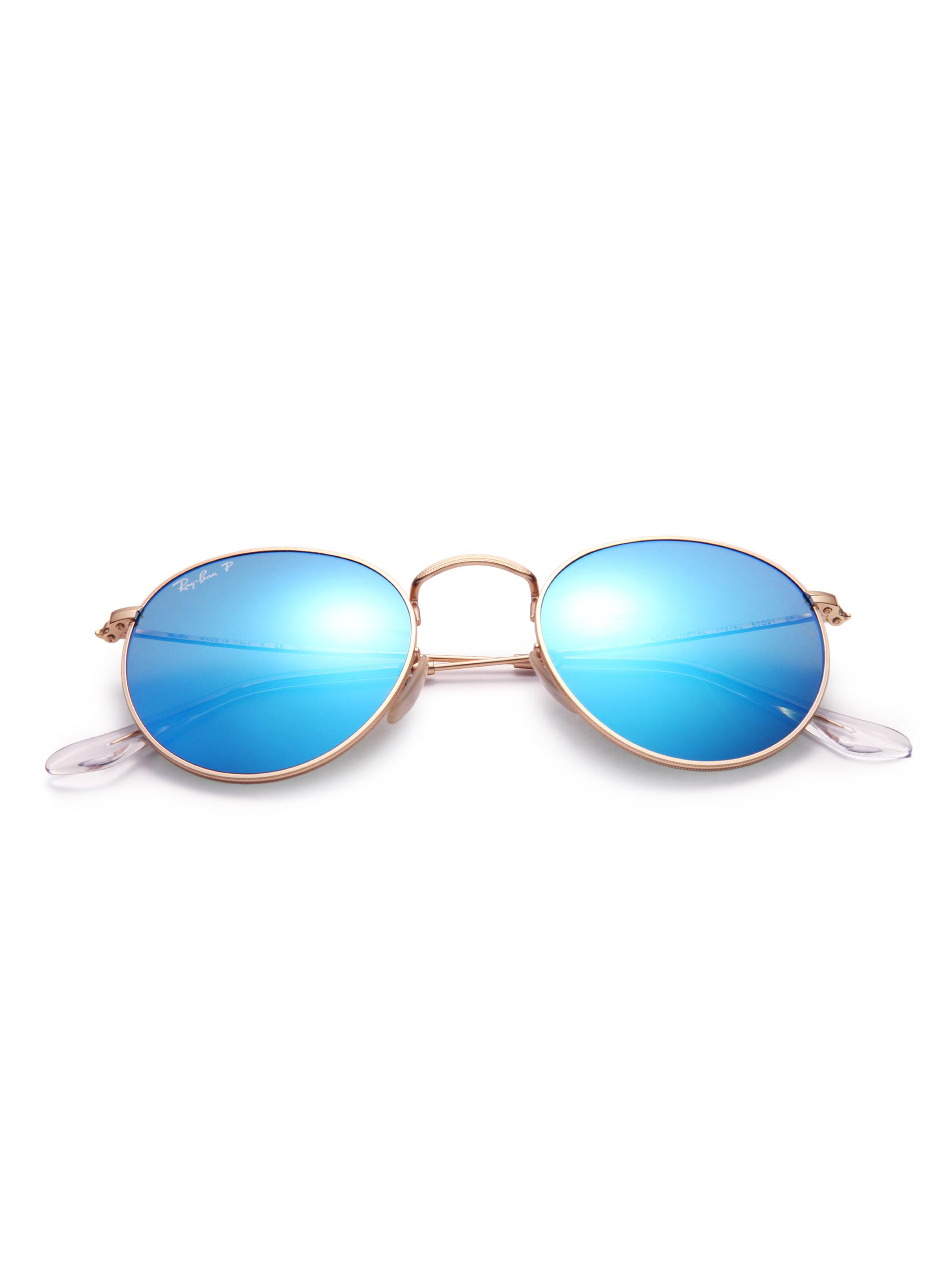Ray-Ban Women's RB3447 50MM Phantos Round Polarized Sunglasses - Blue