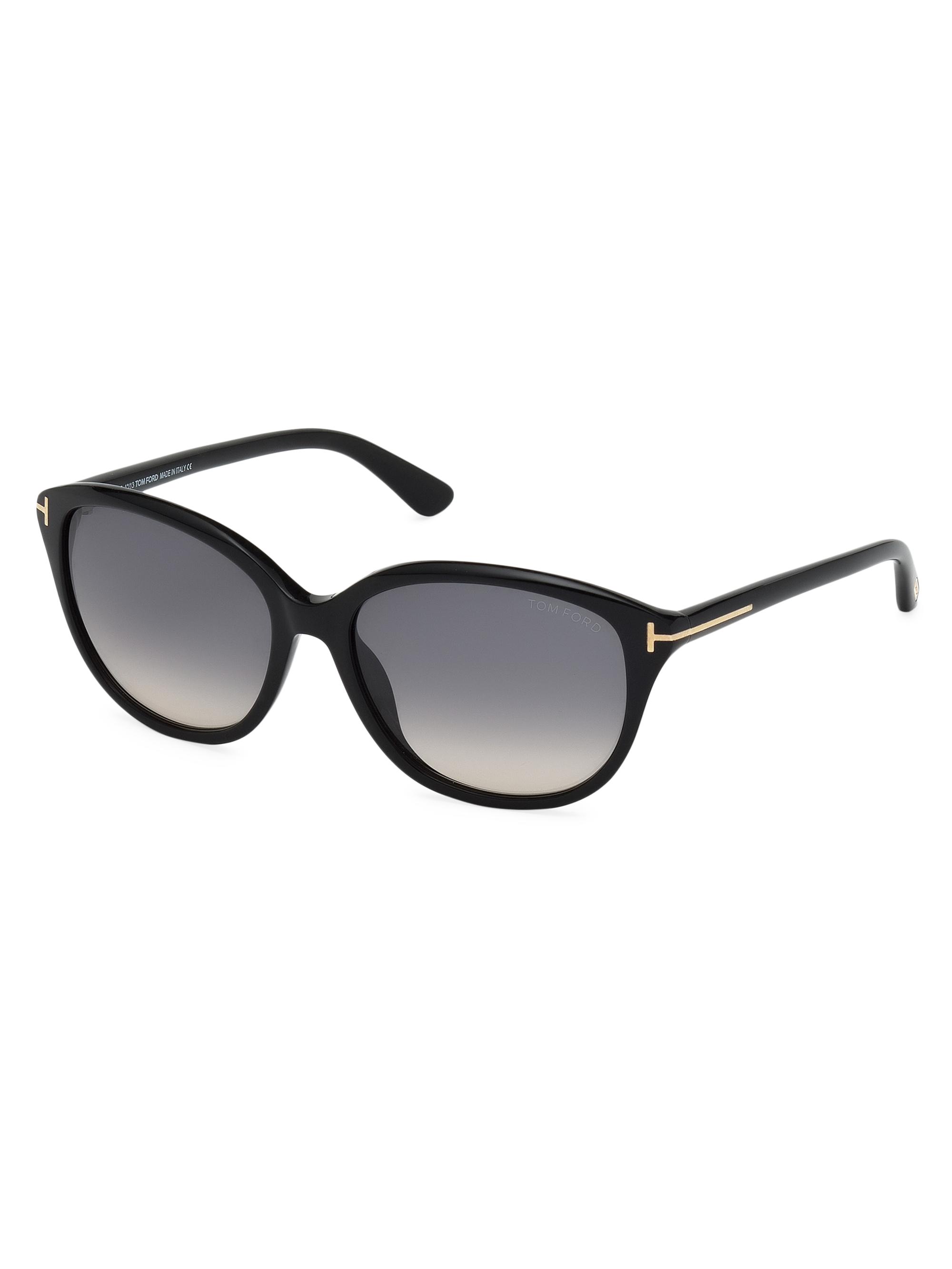 TOM FORD Women's 57MM Rectangle Acetate Sunglasses - Black Gradient Smoke