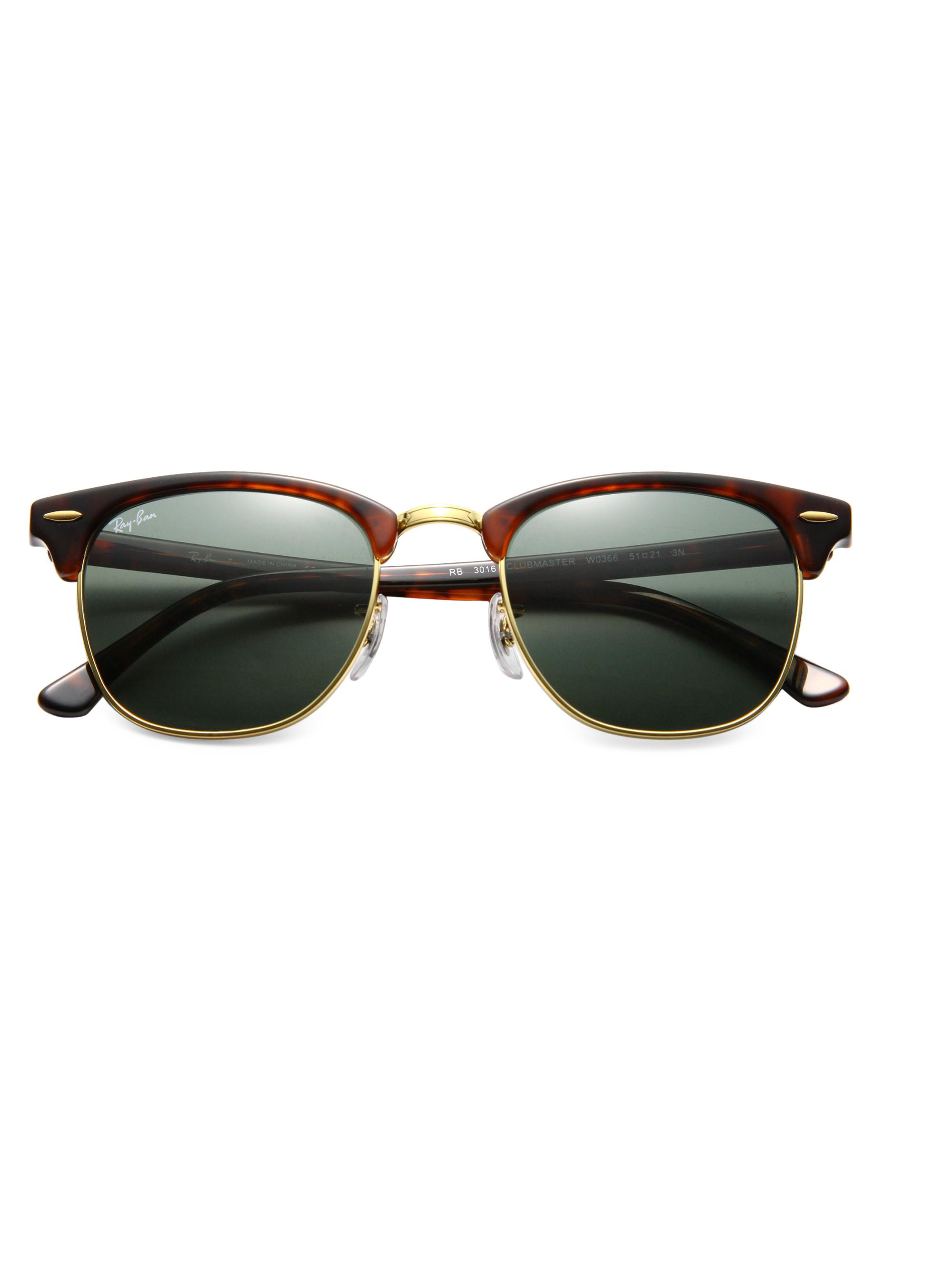 Ray-Ban Women's RB3016 51MM Classic Clubmaster Sunglasses - Dark Tortoise