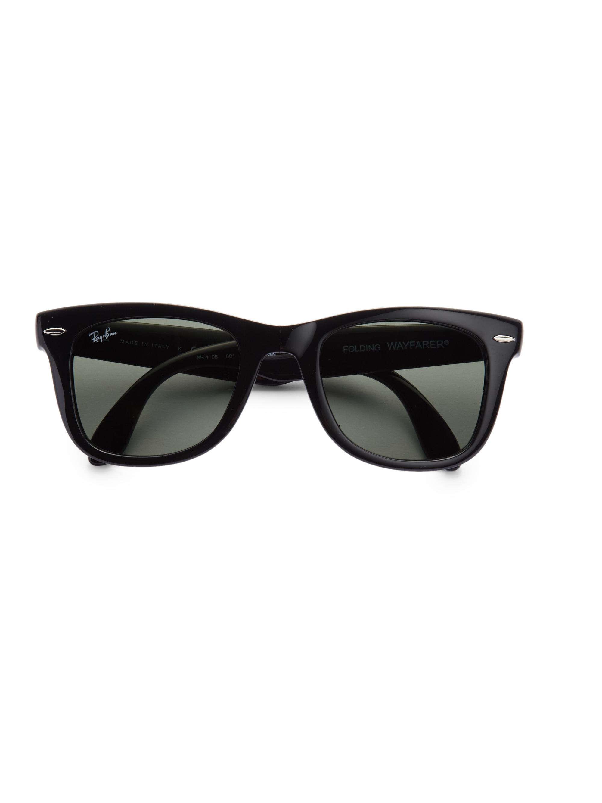Ray-Ban RB4105 Folding Wayfarer Sunglasses - Black