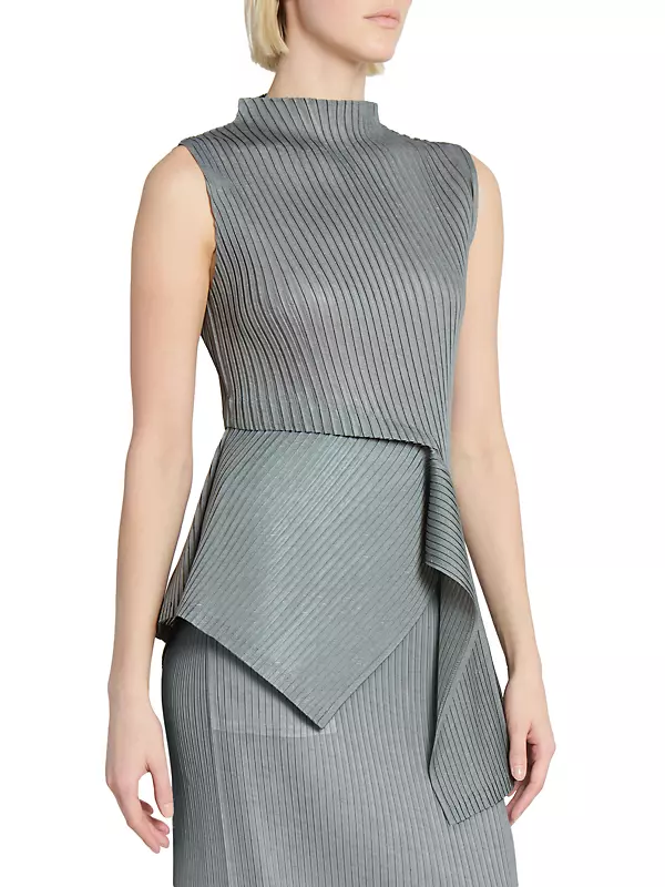 Shop Issey Miyake Restore Blend Pleats Asymmetric Sleeveless Shop Issey Miyake Restore Blend Pleats Asymmetric Sleeveless