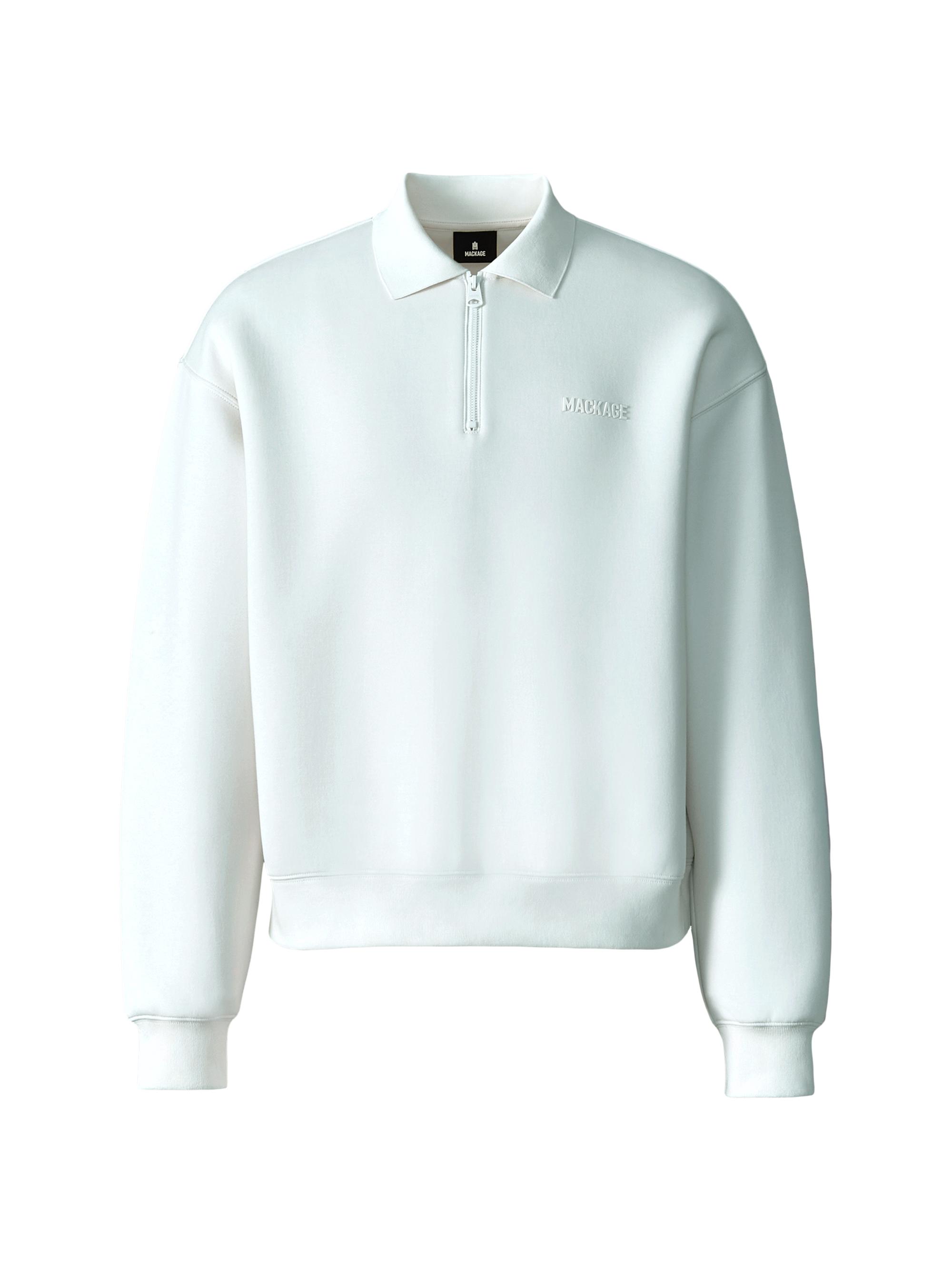 Mackage Men's Felix Half-Zip Double-Face Jersey Sweater - Cream
