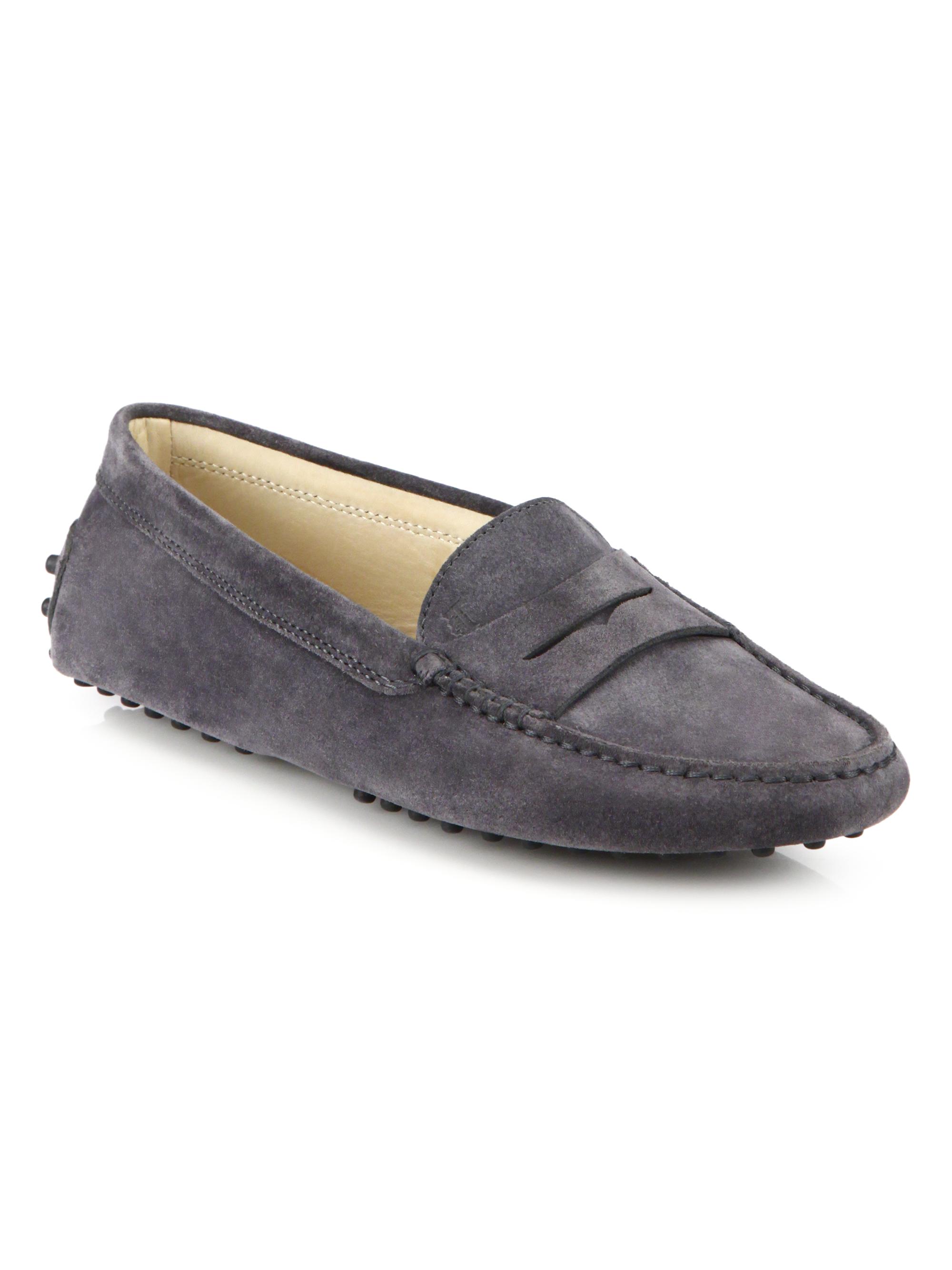 Tod's Women's Gommini Suede Driving Loafers - Grey