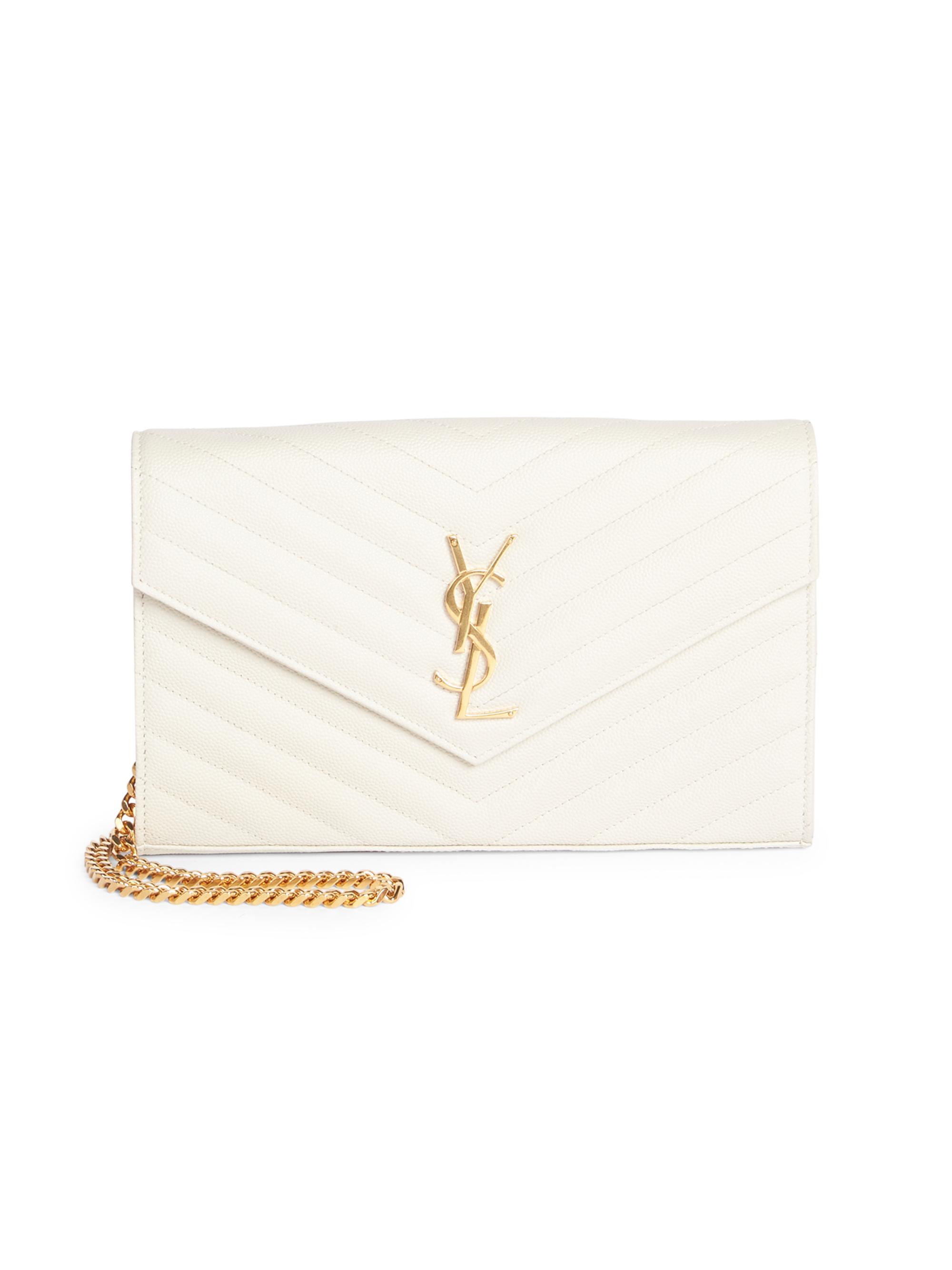 Saint Laurent Women's  Monogram Matelassé Leather Wallet-On-Chain - Cream