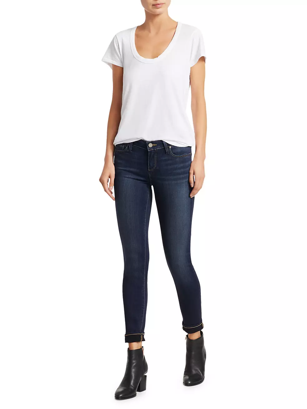 Shop Paige Verdugo Transcend Mid-Rise Ankle Skinny Jeans | Saks