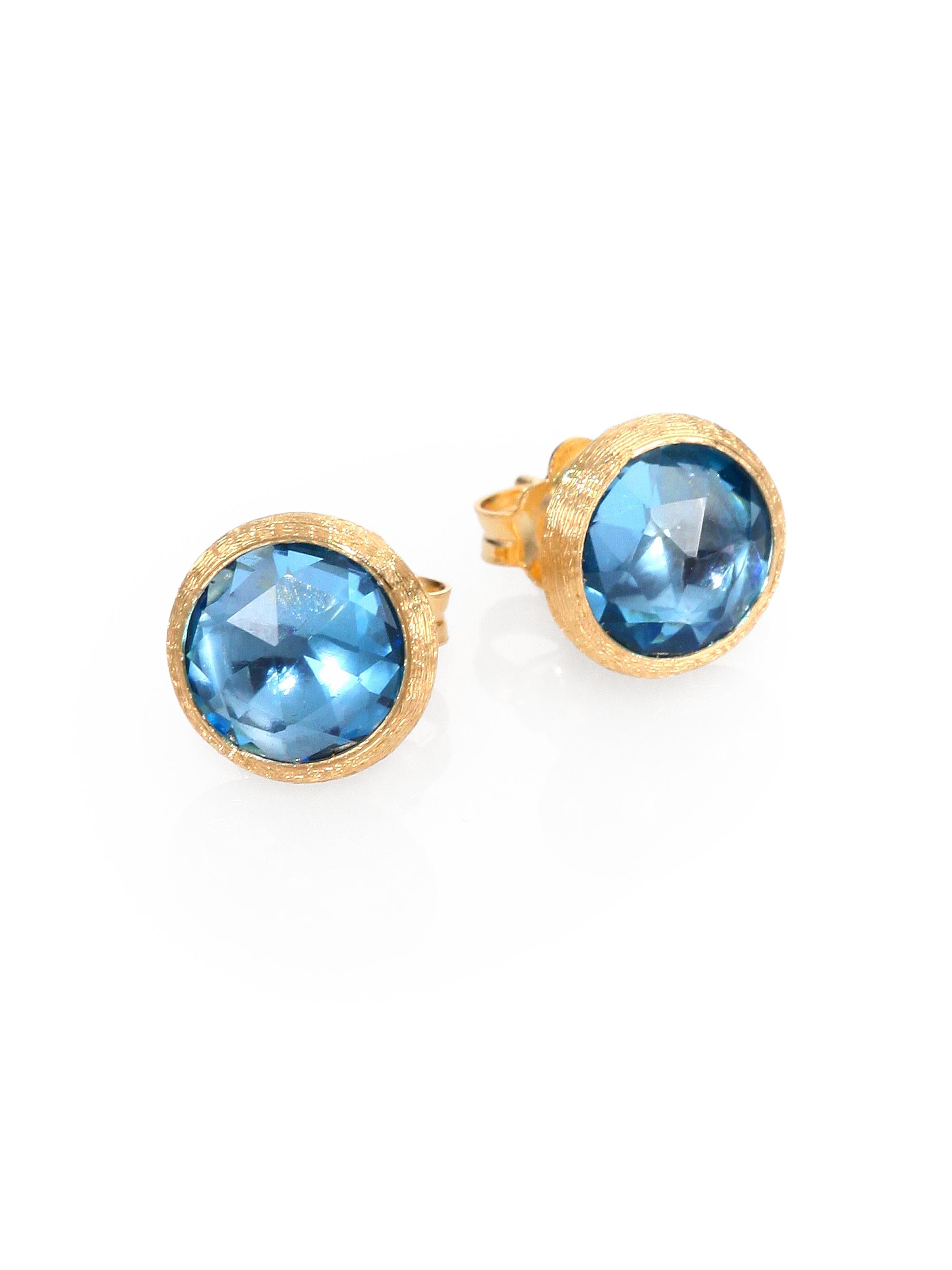 Marco Bicego Women's Jaipur Blue Topaz & 18K Yellow Gold Stud Earrings - Gold Blue Topaz