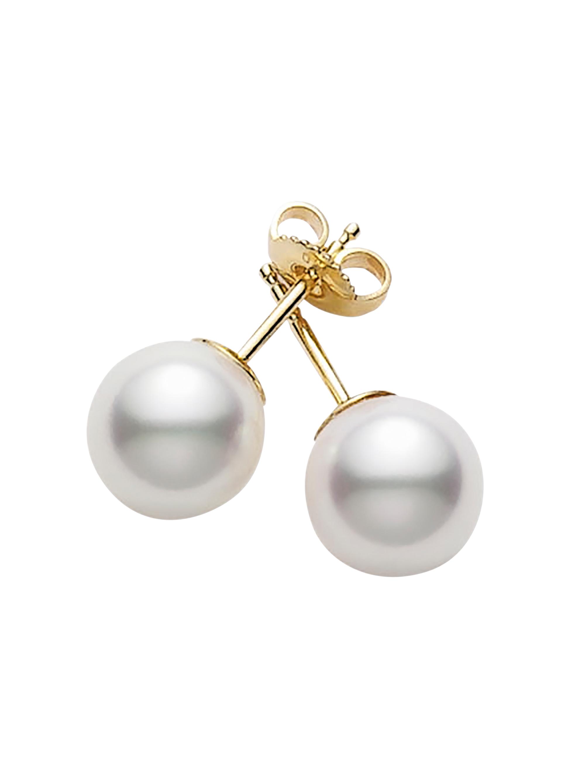 Mikimoto Women's Essential Elements 18K Yellow Gold & 6MM White Cultured Pearl Stud Earrings - Yellow Gold