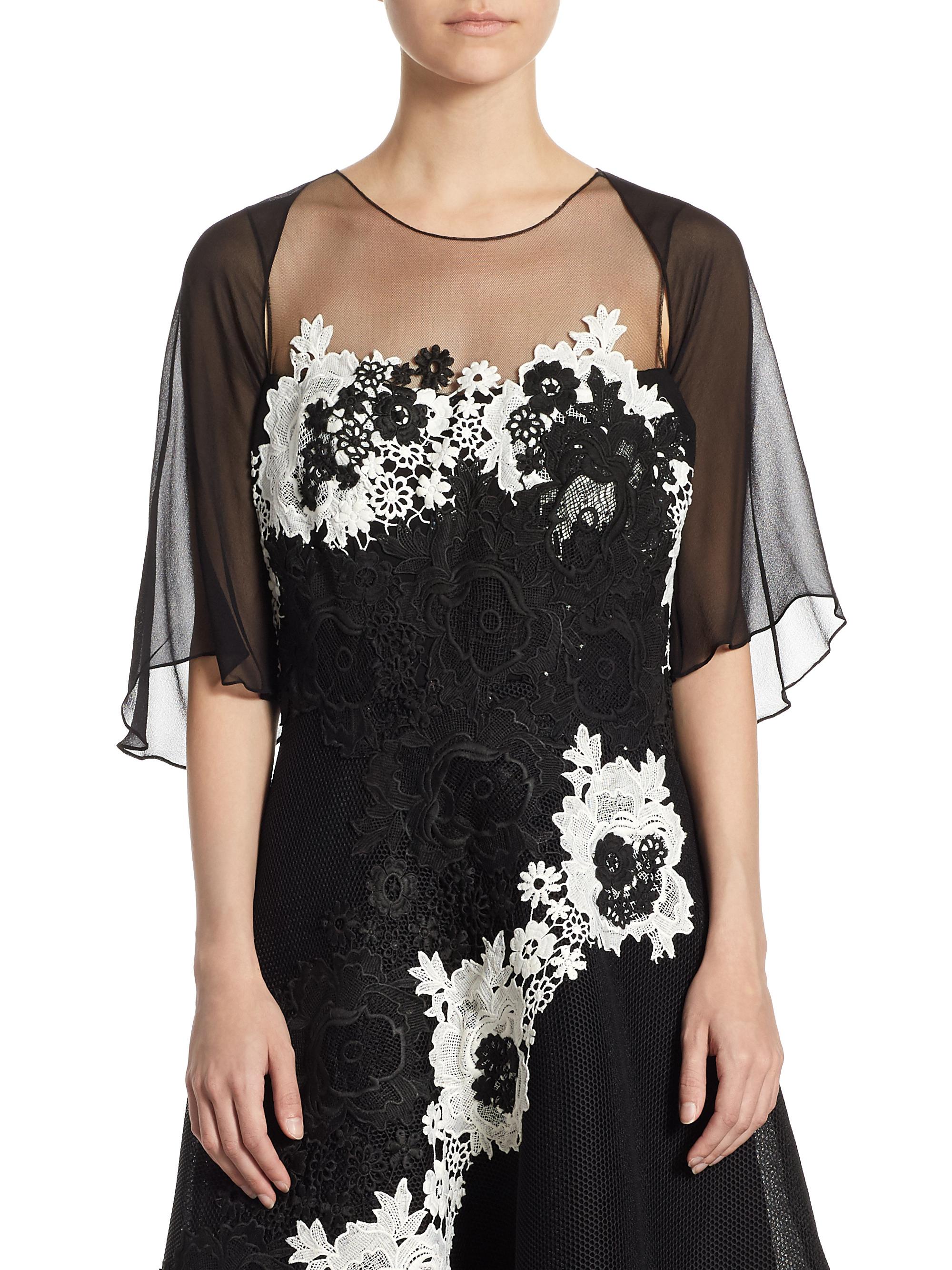 Teri Jon by Rickie Freeman Women's Chiffon Shrug - Black