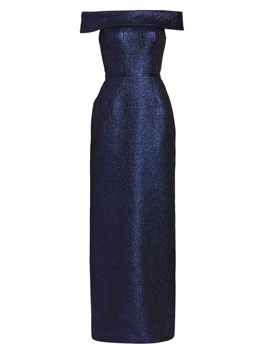 green emerald velvet dress Teri Jon One Shoulder Jacquard Evening Dress 209064 main image 1