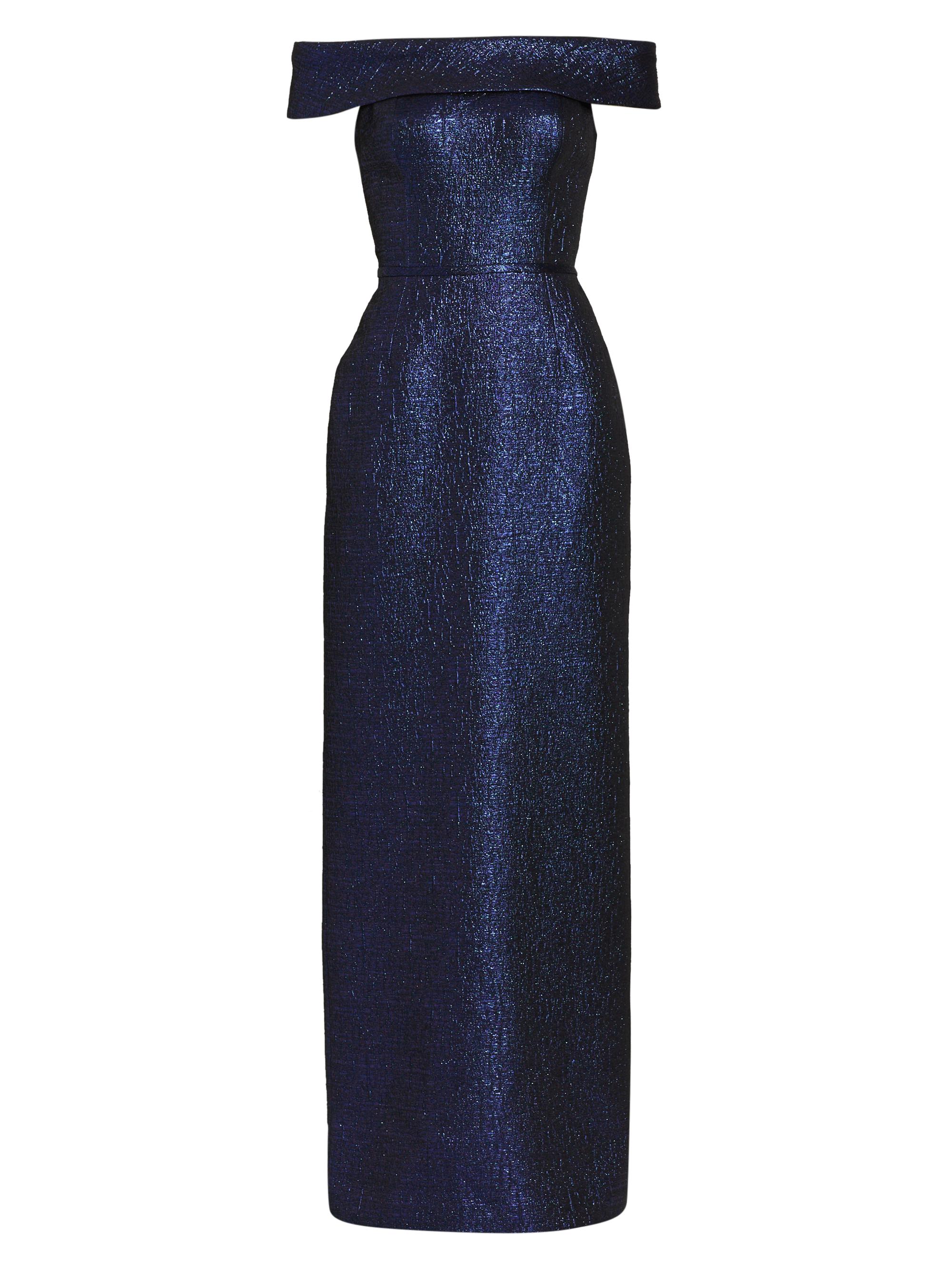 Teri Jon by Rickie Freeman Women's Off-The-Shoulder Metallic Jacquard Gown - Sapphire