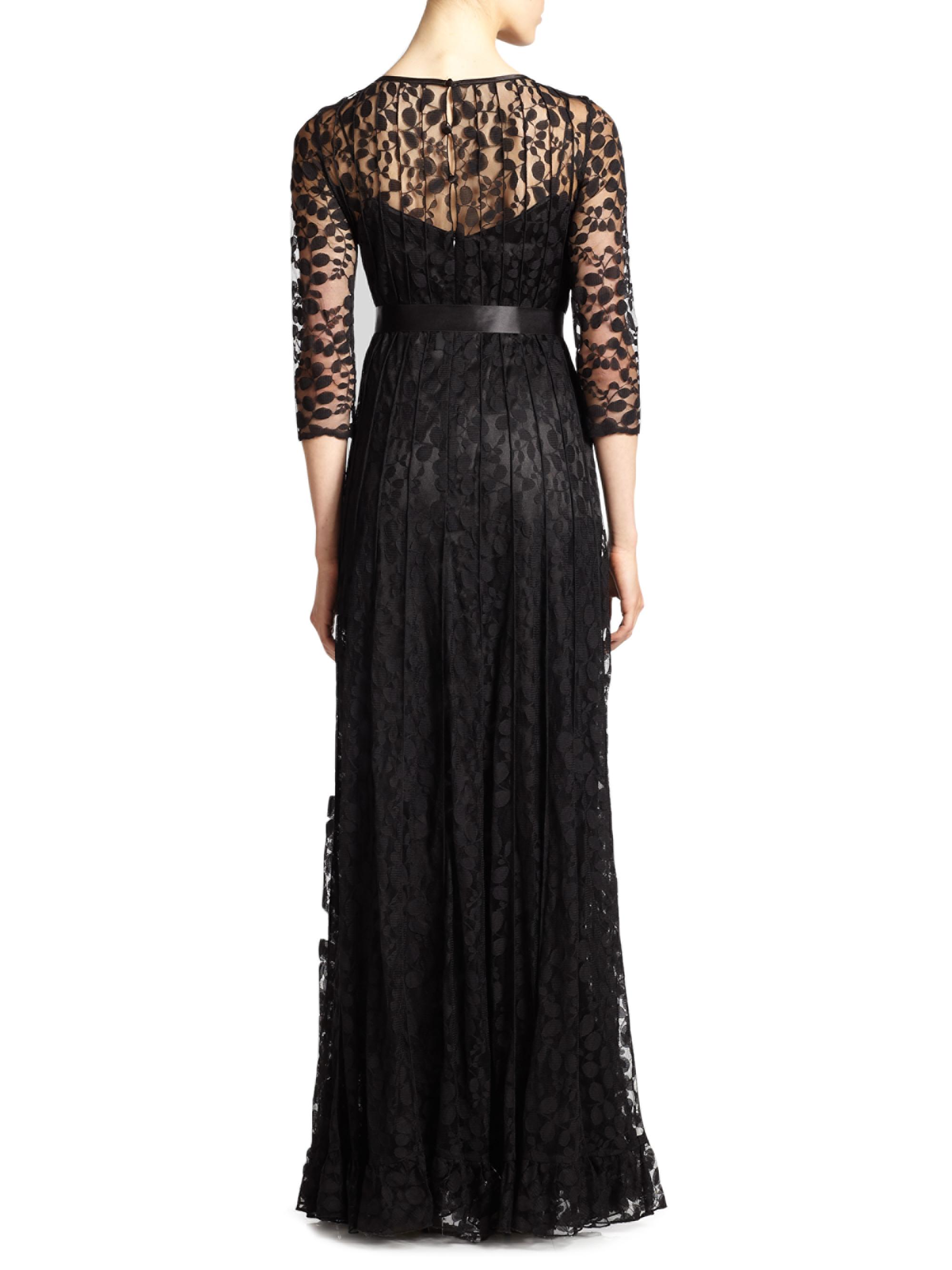 Teri Jon By Rickie Freeman Women's Lace Gown - Black - Size 4