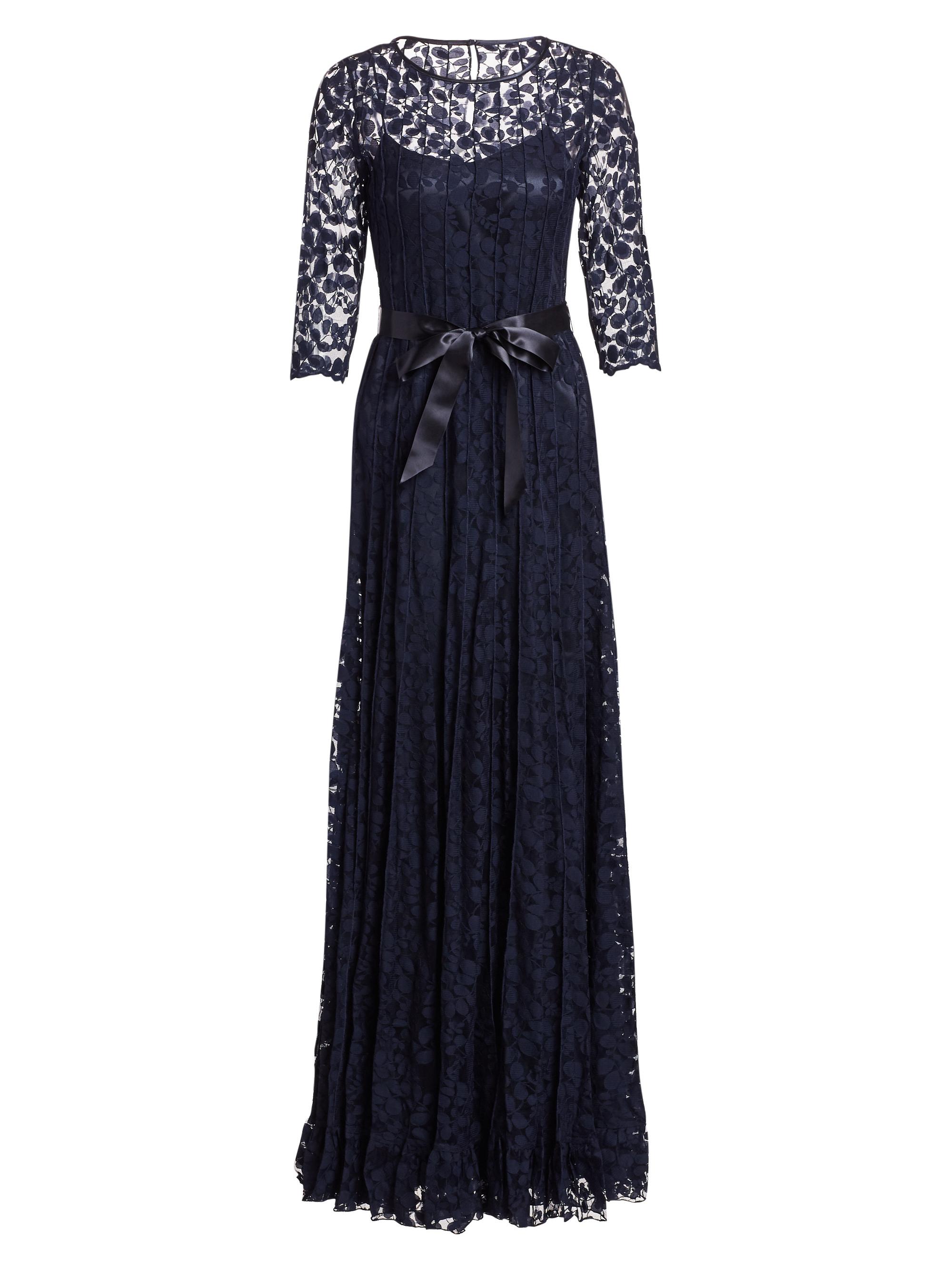 Teri Jon by Rickie Freeman Women's Lace Pintuck Gown - Navy