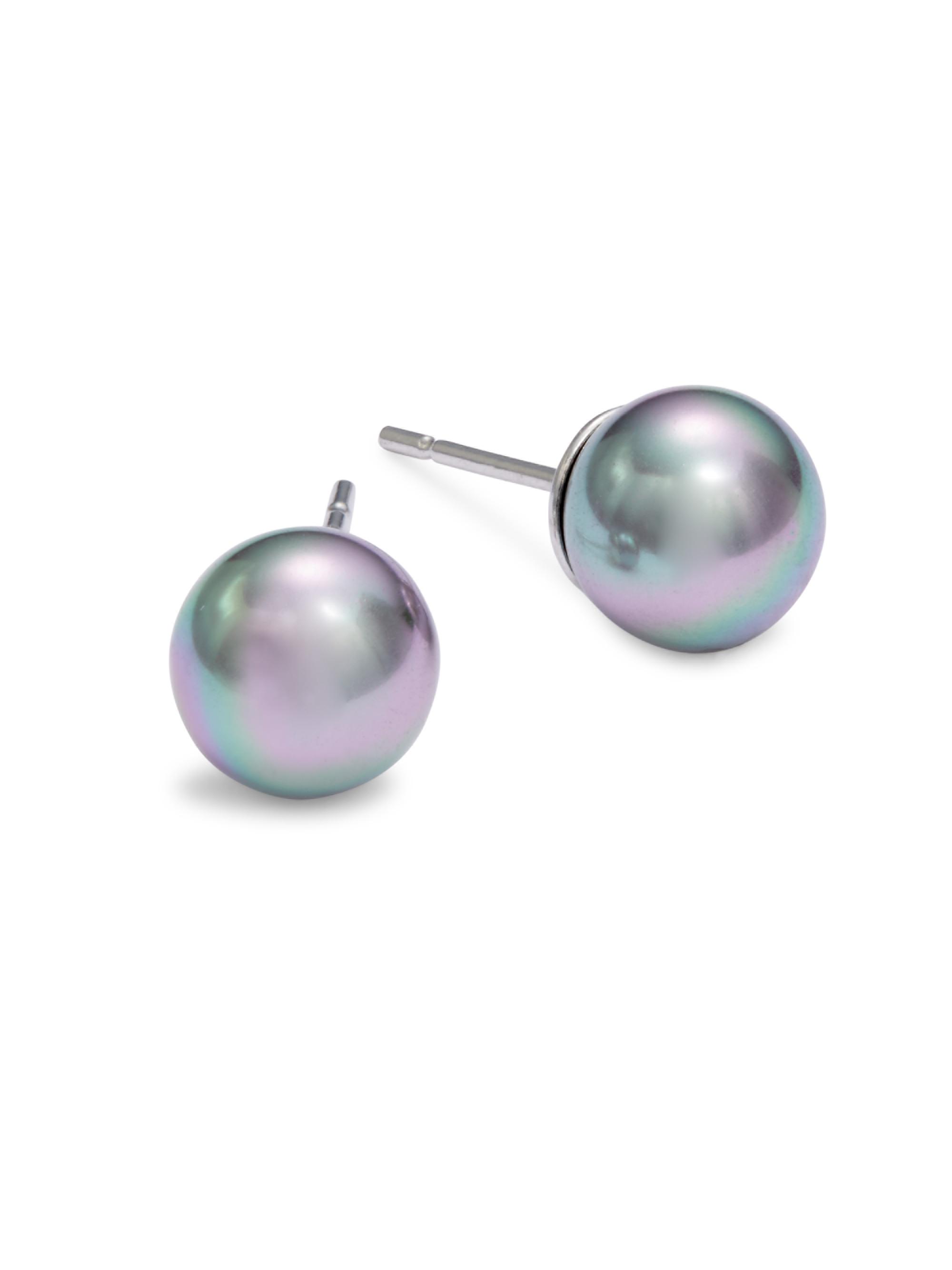 Majorica Women's Iridescent 8mm Organic Synthetic Pearl Stud Earrings - Grey