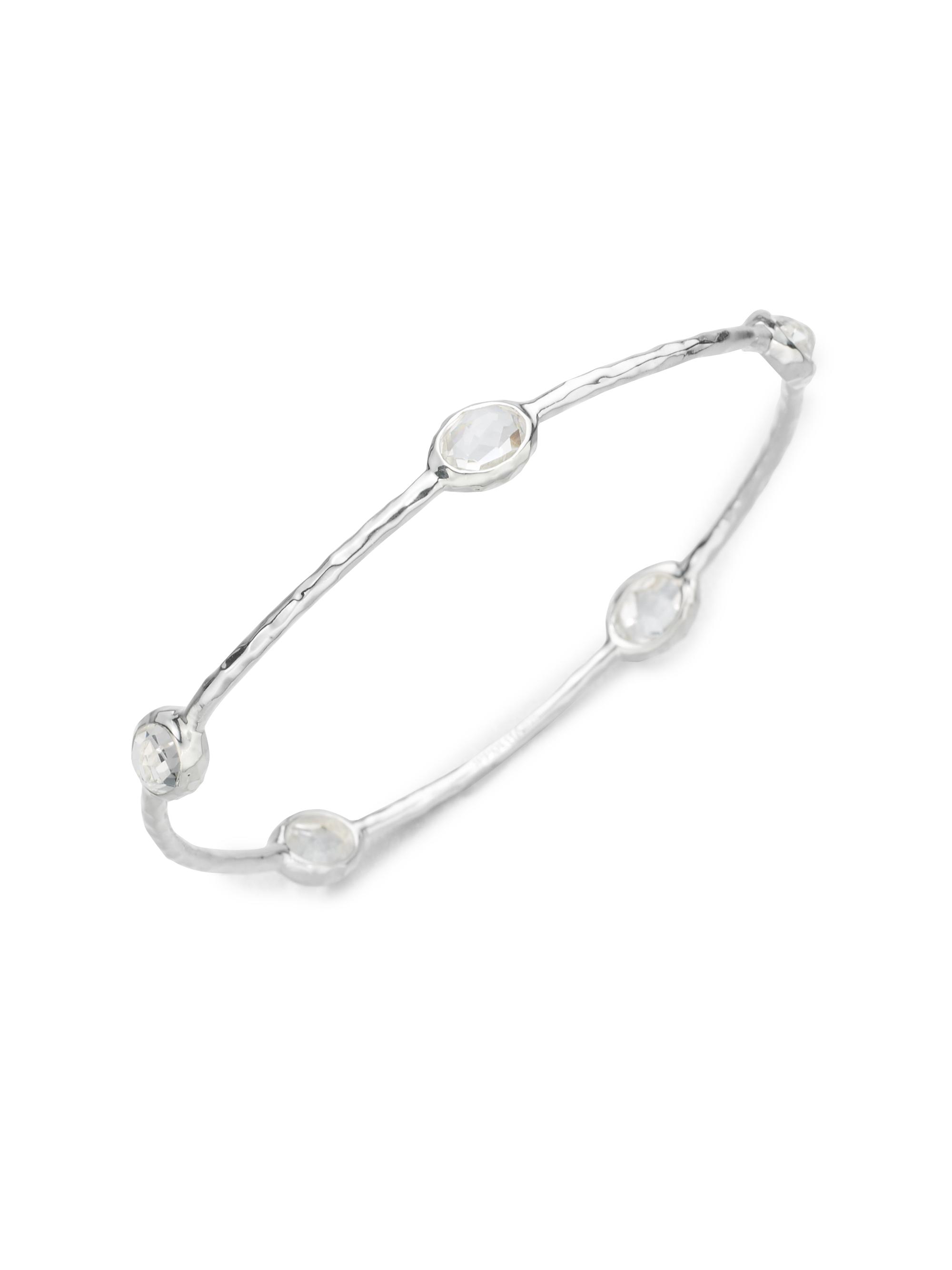 Ippolita Women's Rock Candy Clear Quartz & Sterling Silver Five-Stone Bangle Bracelet - Clear Silver