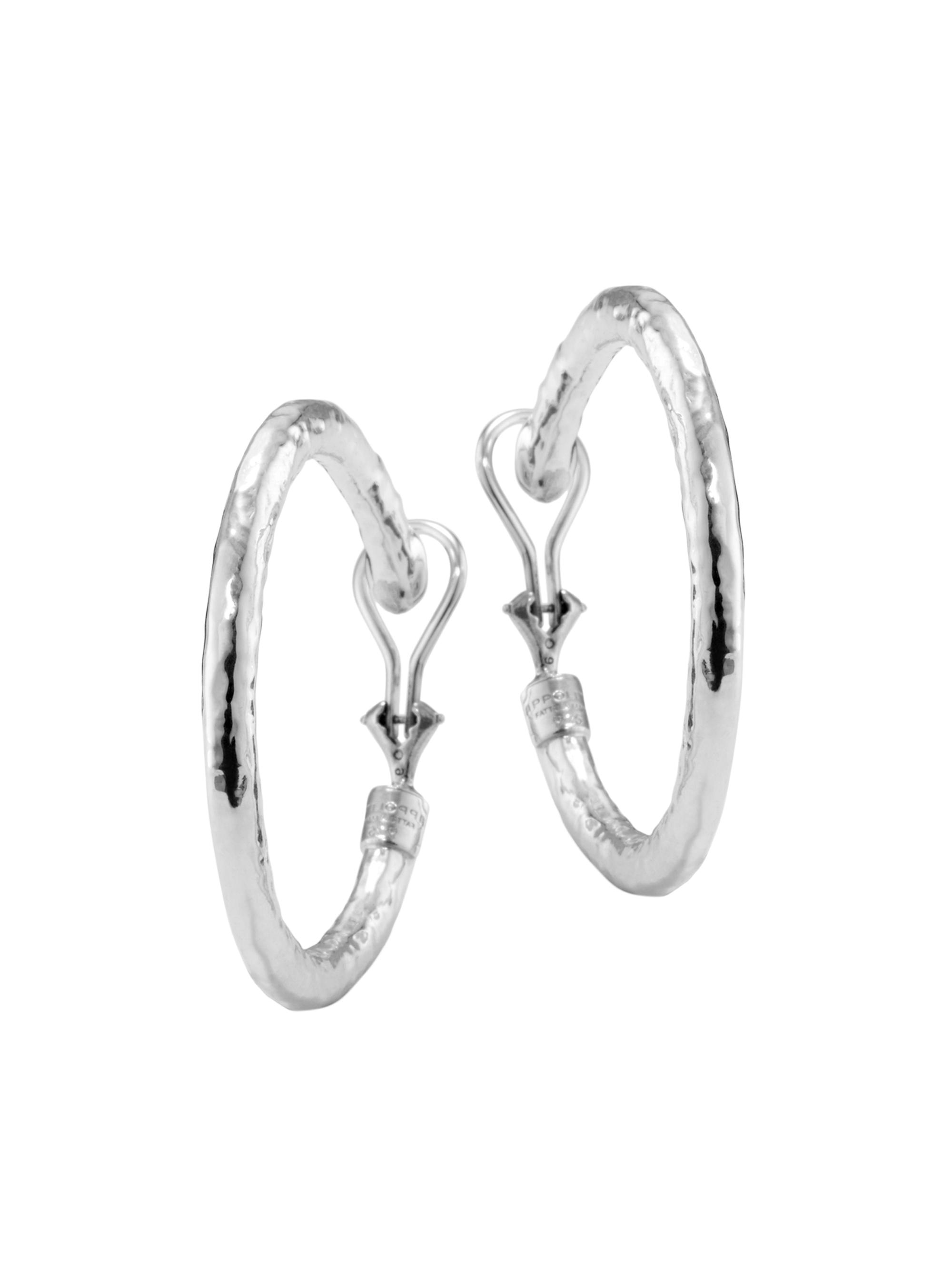 Ippolita Women's Classico  Sterling Silver Hammered Hoop Earrings - Silver