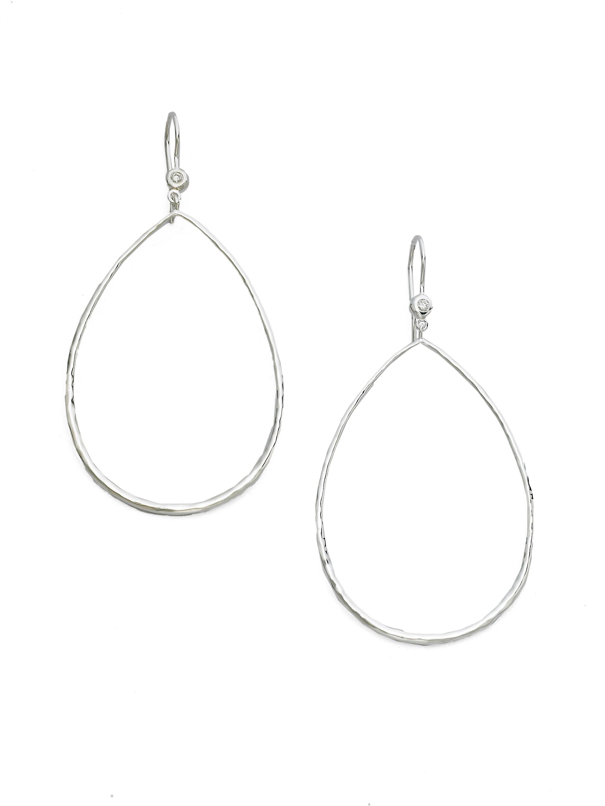 Ippolita Women's Classico Sterling Silver & Diamond Hammered Open Teardrop Earrings - Silver