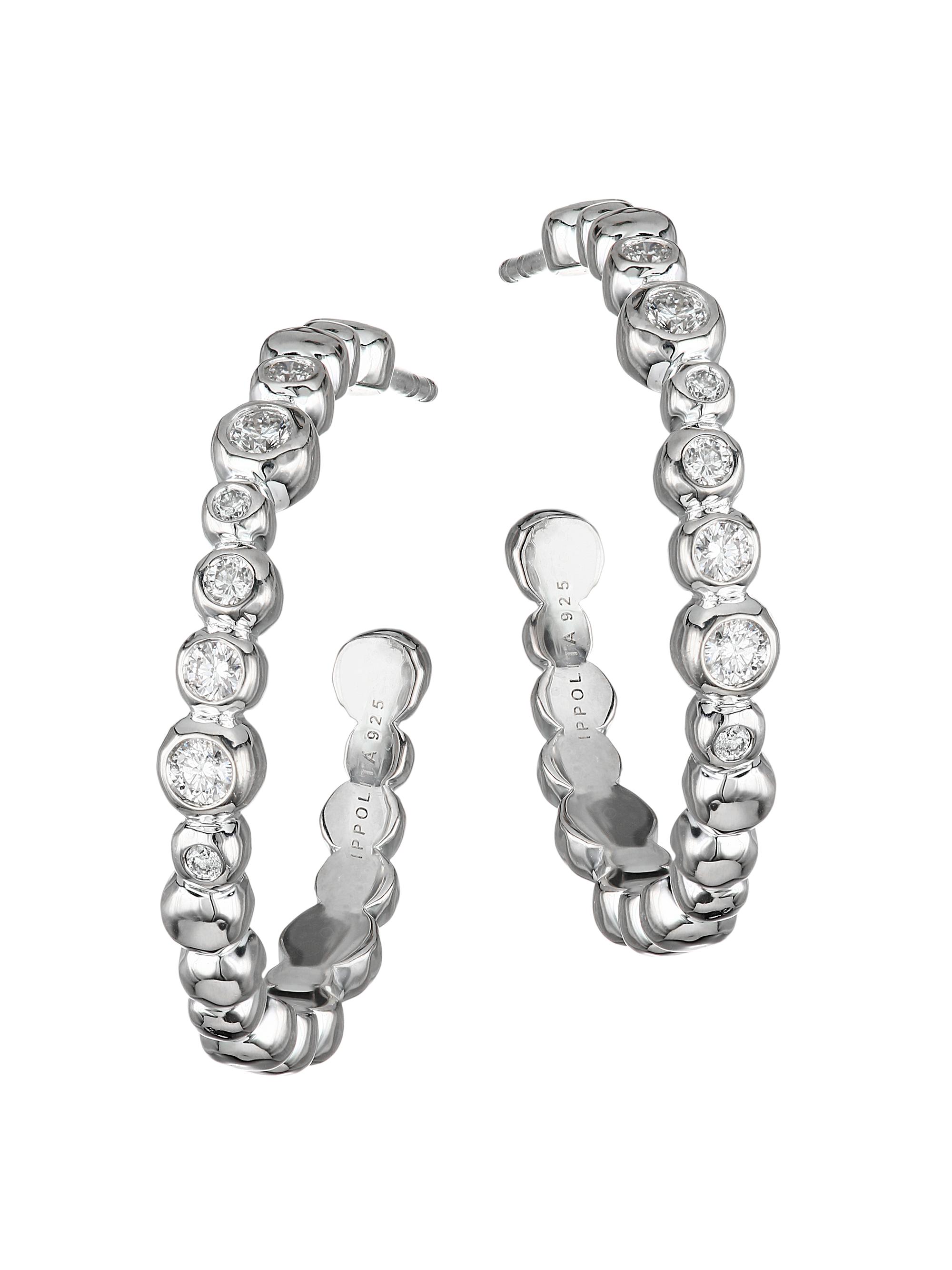 Ippolita Women's Stardust Sterling Silver & Diamond Hoop Earrings - Silver