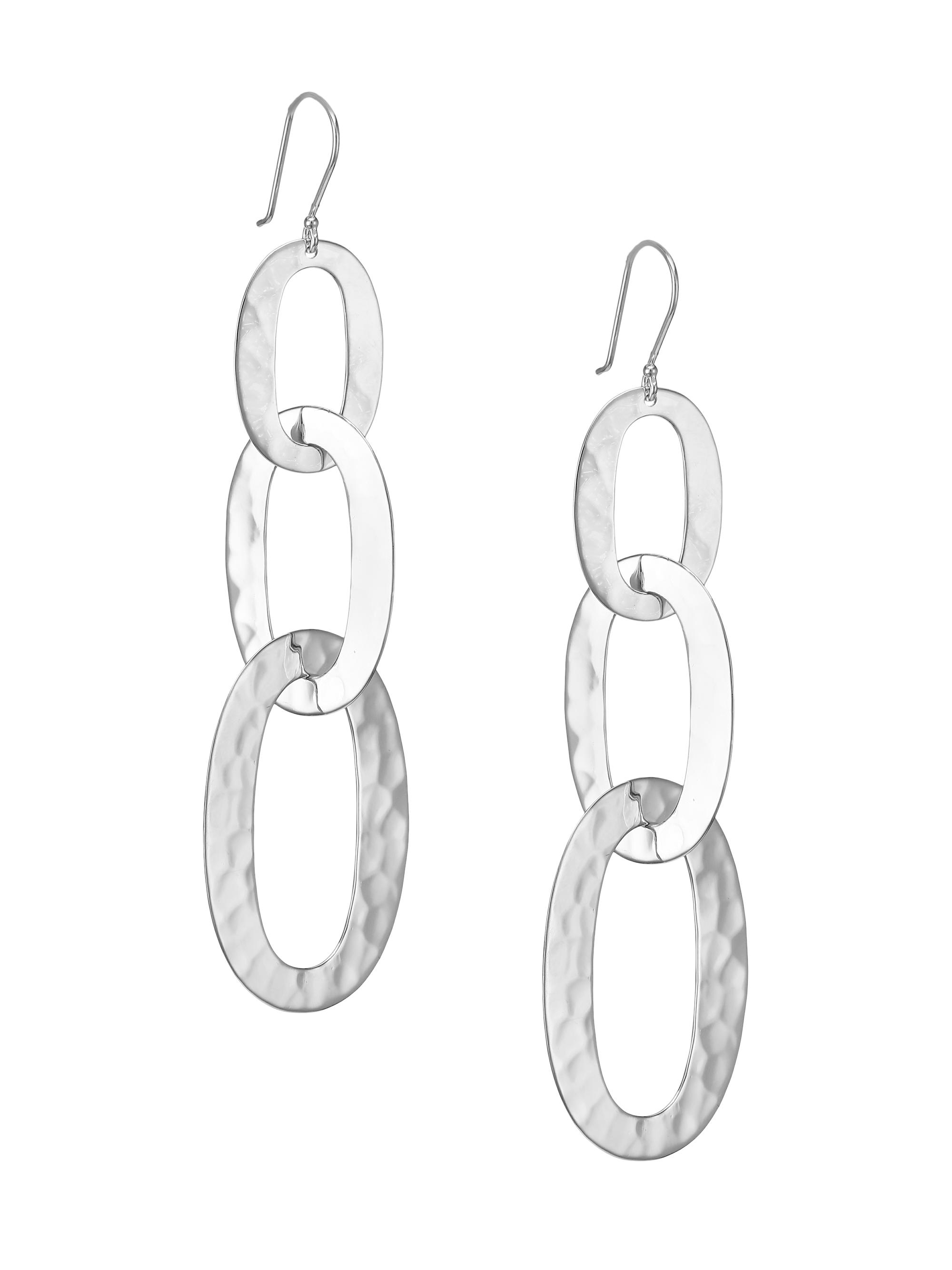 Ippolita Women's Classico Sterling Silver Hammered Triple Roma Link Oval Drop Earrings - Silver
