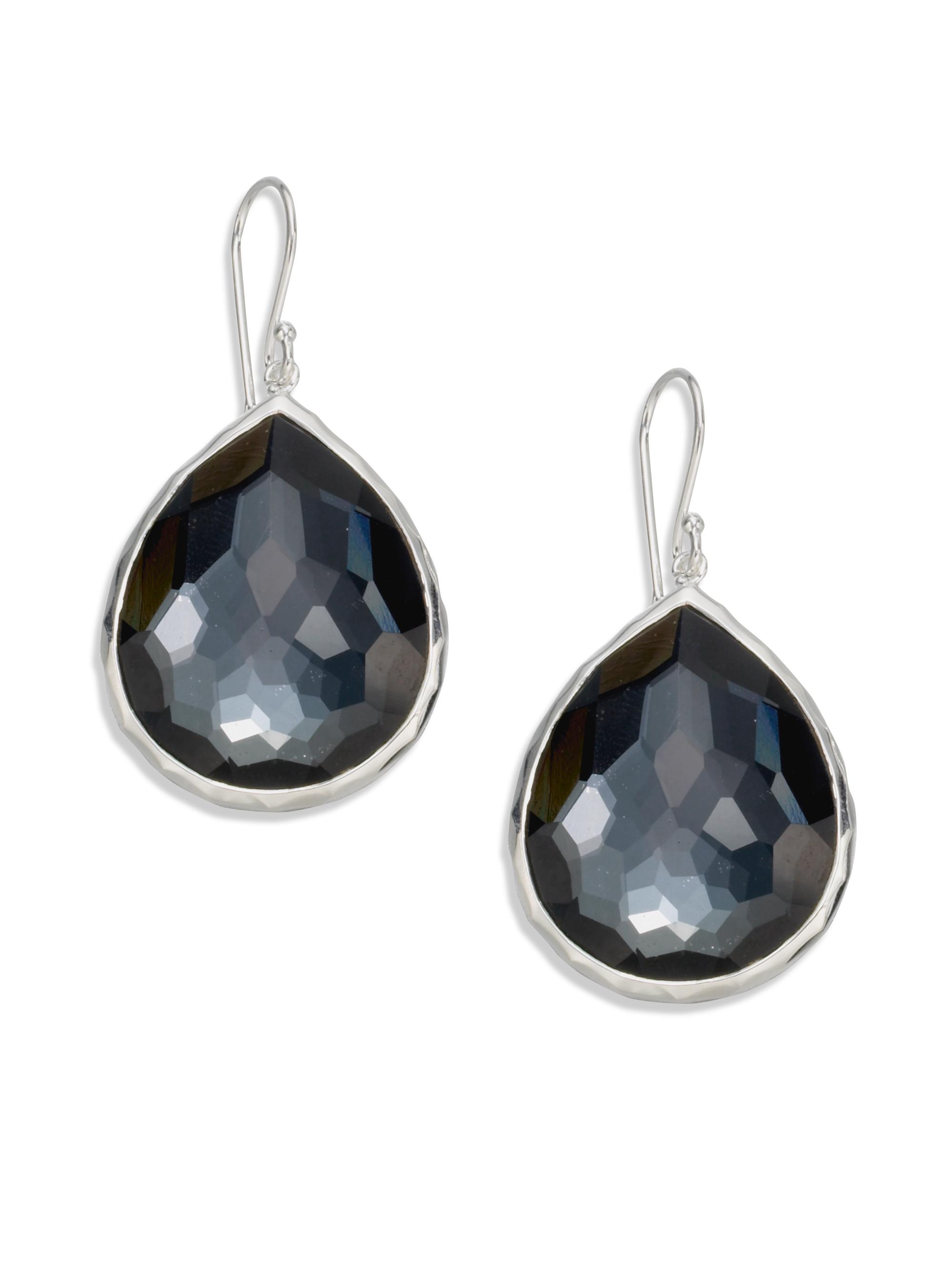 Ippolita Women's Wonderland Hematite, Clear Quartz & Sterling Silver  Doublet Teardrop Earrings - Silver