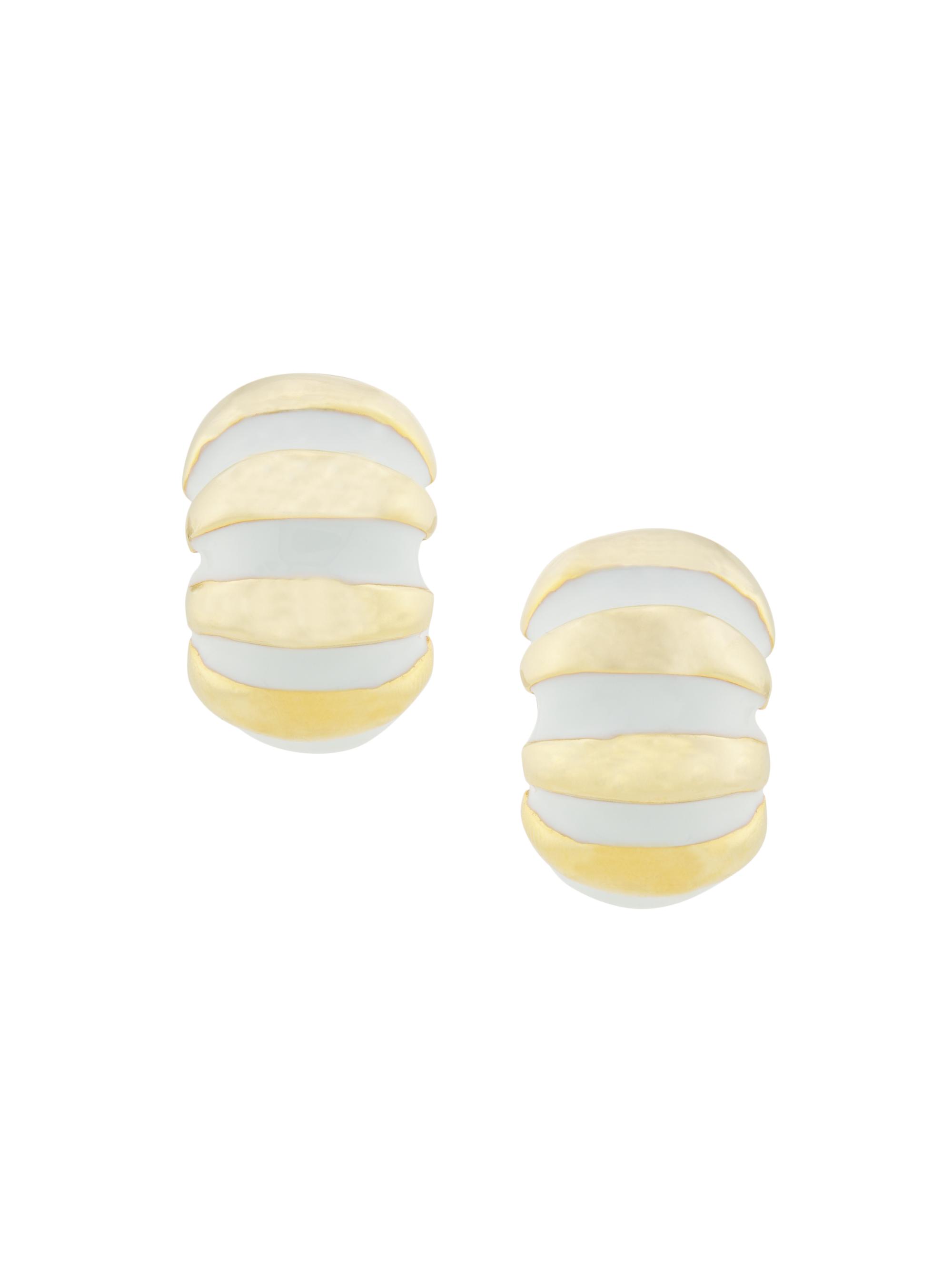 Kenneth Jay Lane Women's Ribbed Shrimp Clip-On Earrings/Black - Gold White