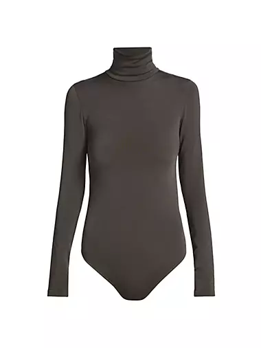 Express Scoop Neck Long Sleeve Sweater Thong Bodysuit Black Women's L