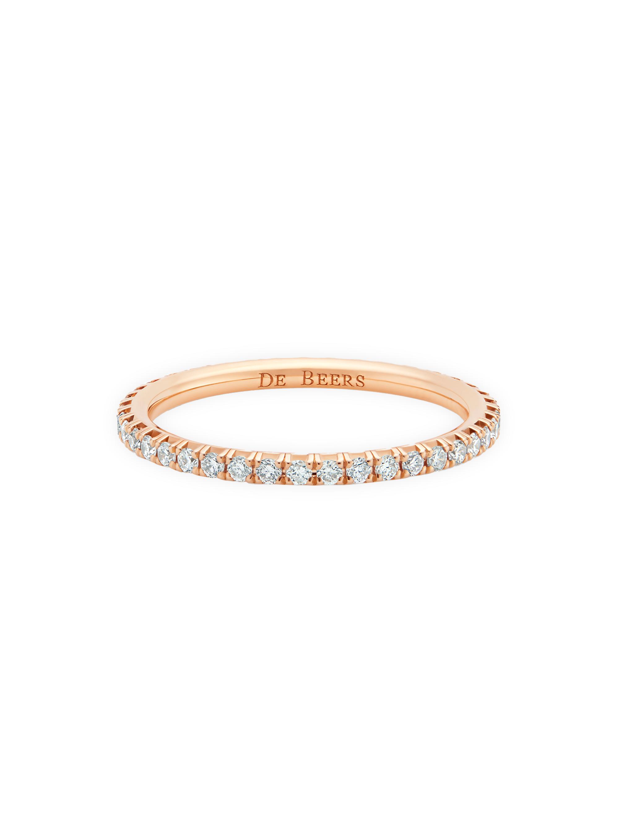 De Beers Jewellers Aura Pink Diamond & 18K Rose Gold Band Ring - Pink