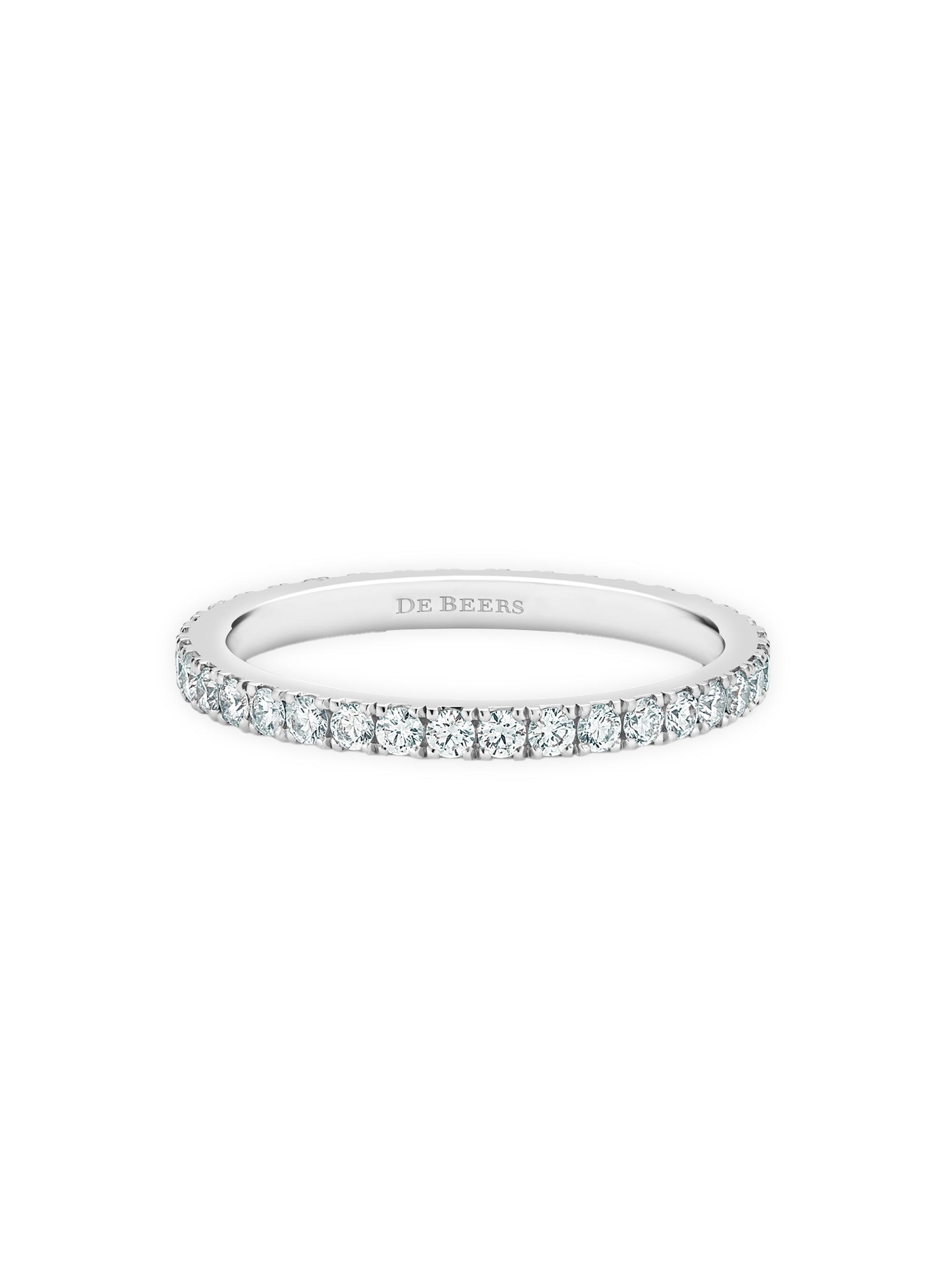 De Beers Jewellers Classic Diamond & Platinum Full Eternity Band Ring - White