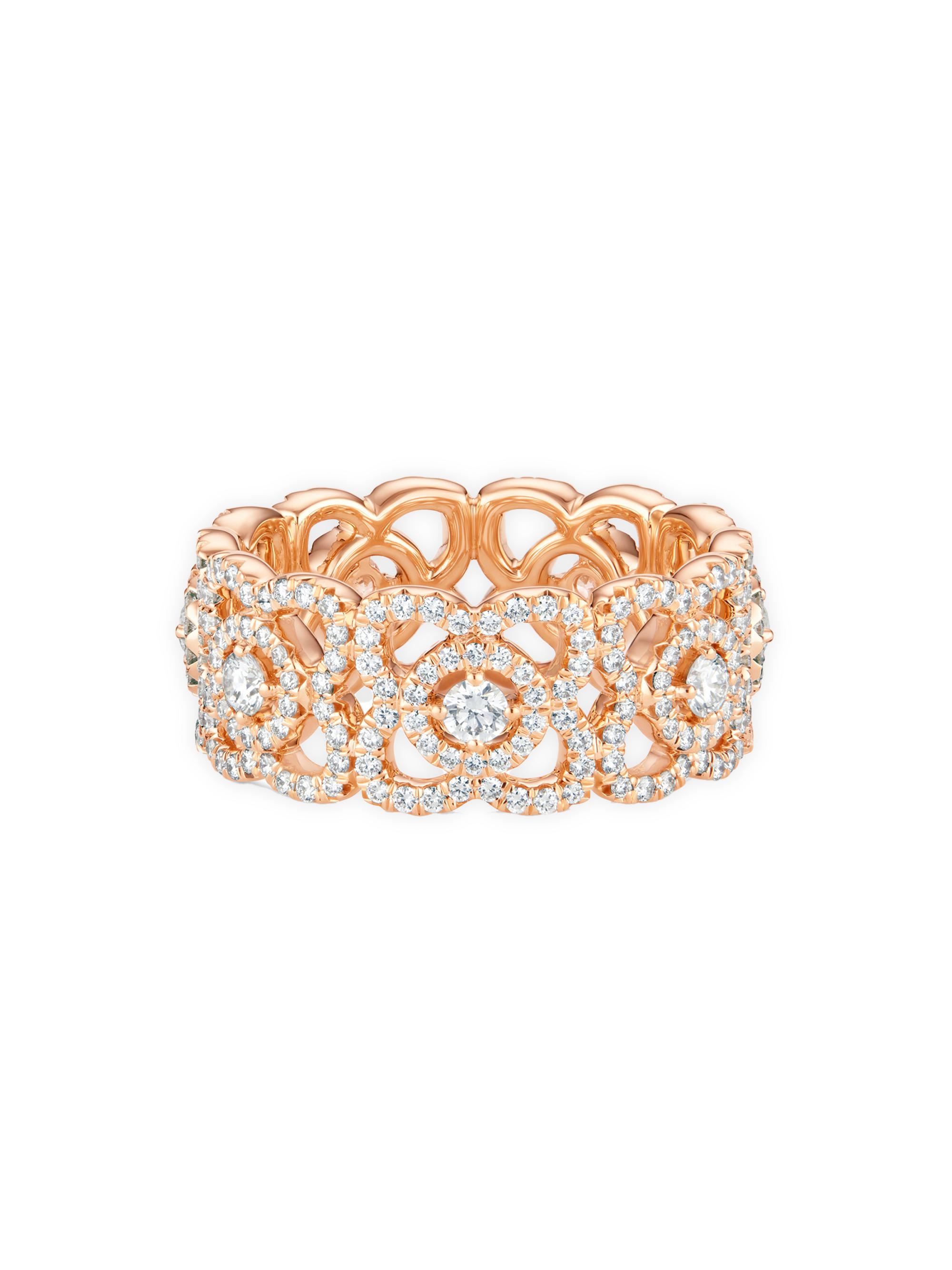 De Beers Jewellers Enchanted Lotus 18K Rose Gold & Diamond Band - Pink