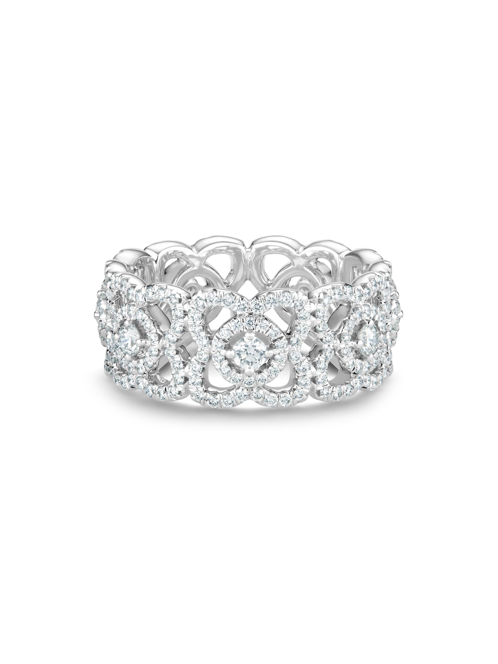 De Beers Jewellers Women's Enchanted Lotus Diamond & 18K White Gold Band Ring - White
