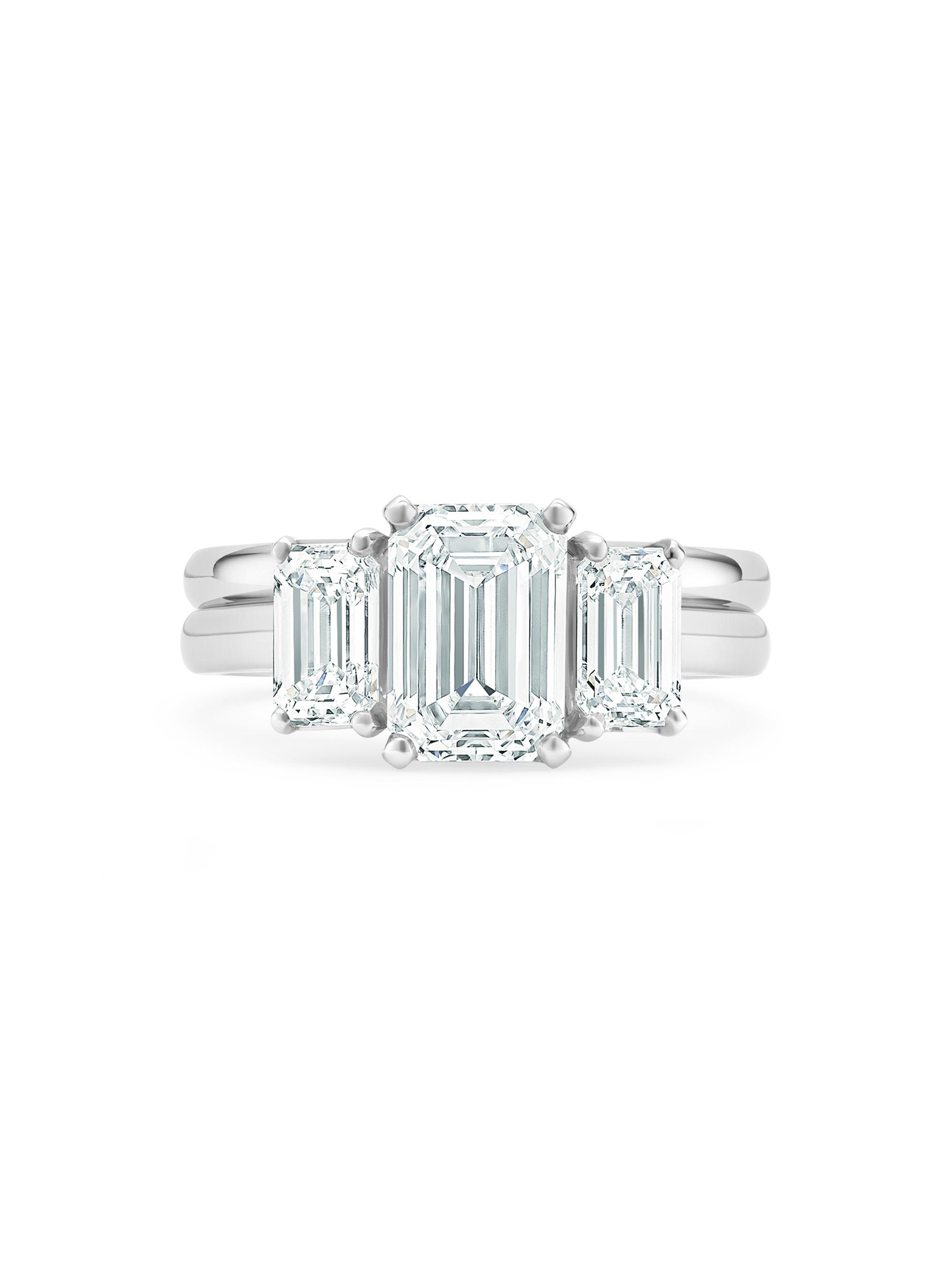 De Beers Jewellers Women's DB Classic Platinum & Emerald-Cut Diamond Ring