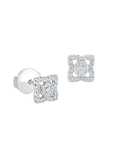 Enchanted Lotus Diamond & 18K White Gold Mini Stud Earrings