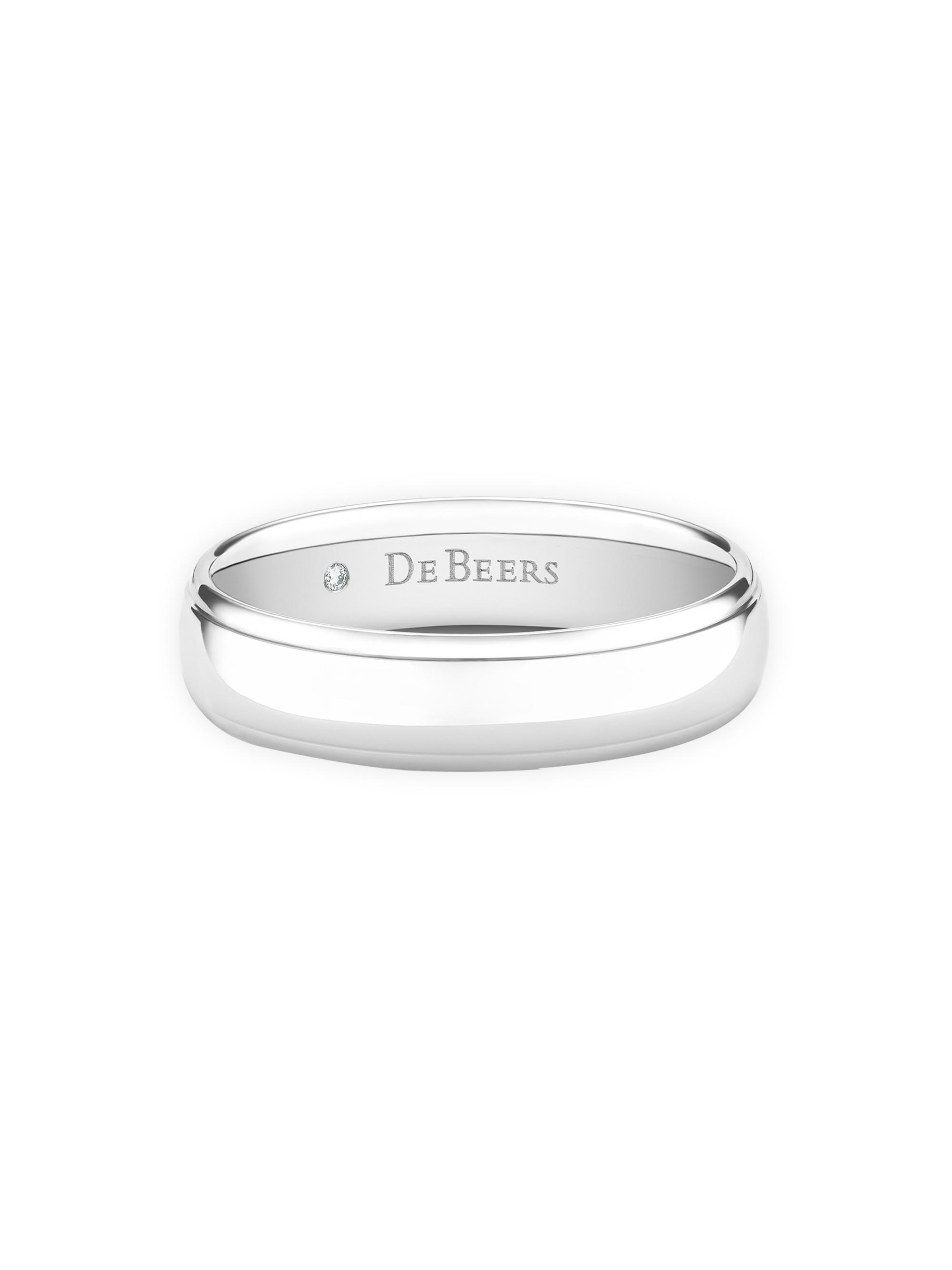 De Beers Jewellers Women's Platinum Stepped Edge Band - White