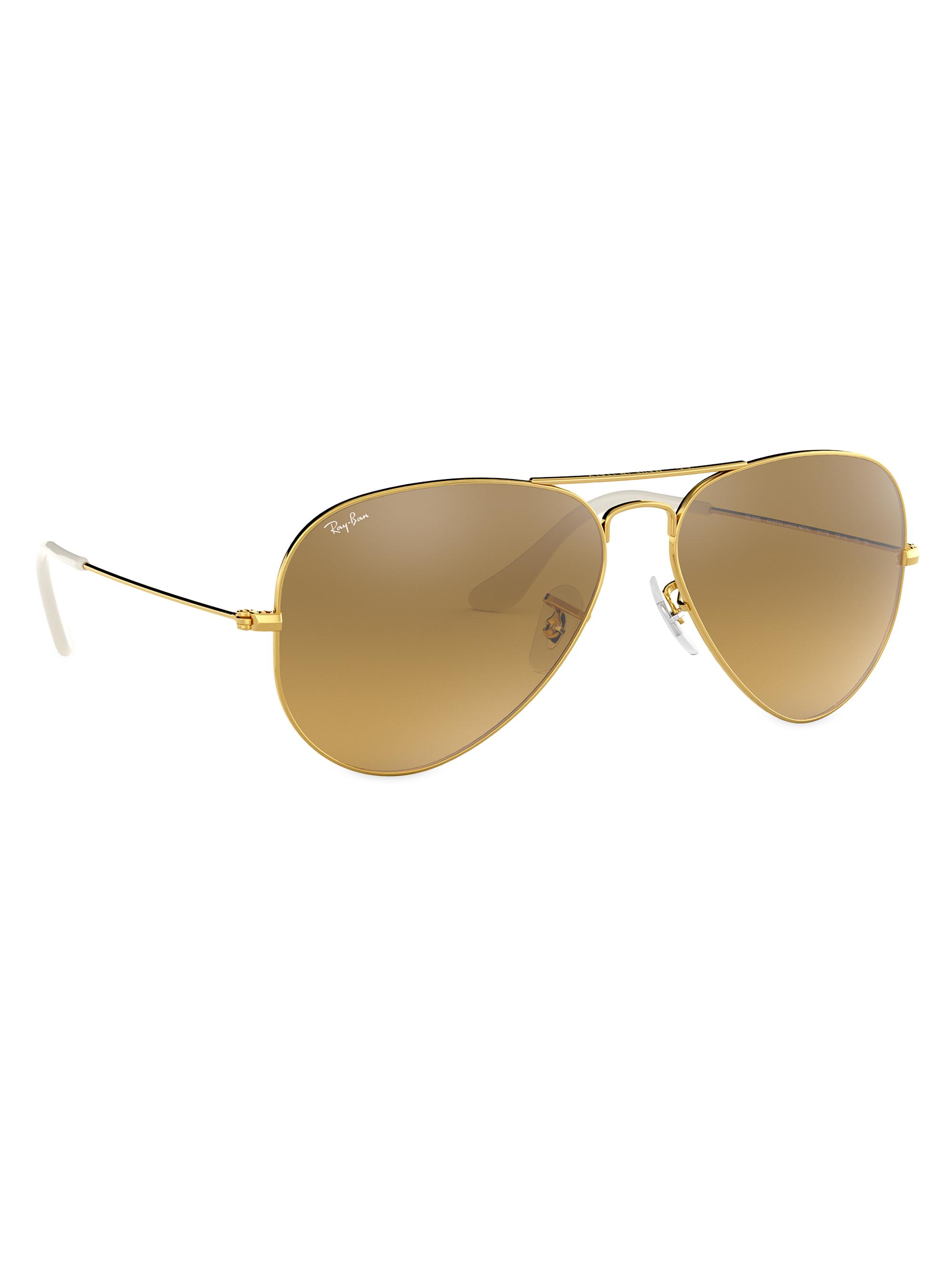 Ray-Ban Men's RB3025 55MM Mirrored Aviator Sunglasses - Light Gold