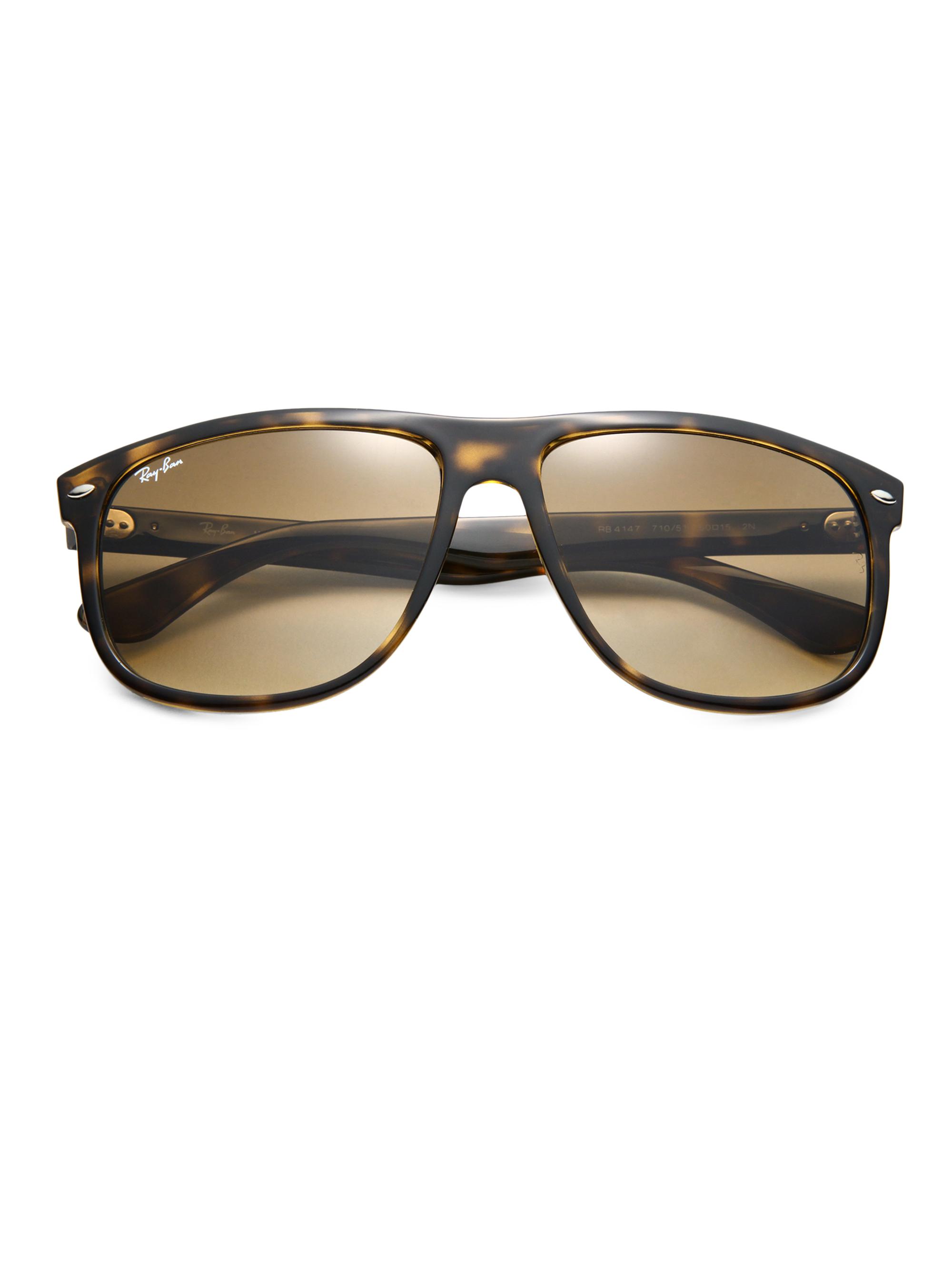 Ray-Ban Men's RB4147 60MM Flat-Top Boyfriend Wayfarer Sunglasses - Tortoise