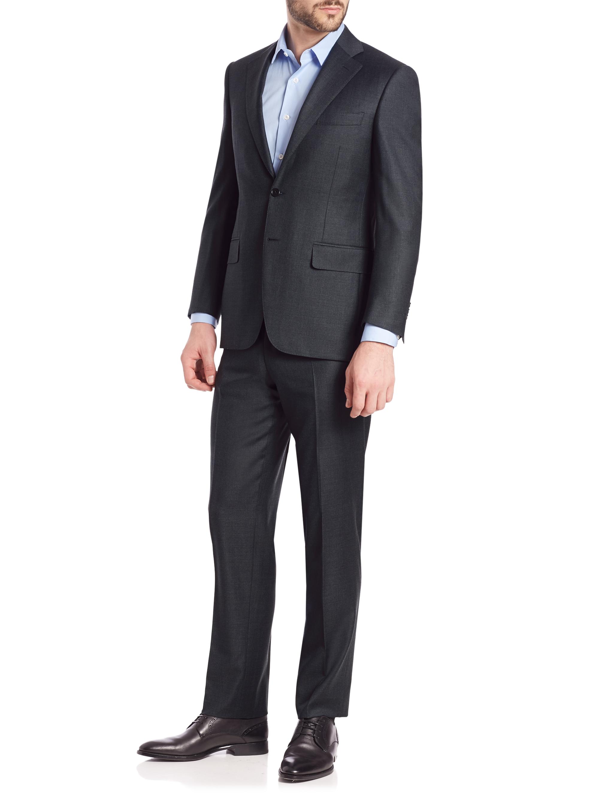 Canali Wool Two Button-Front Suit | Saks Fifth Avenue