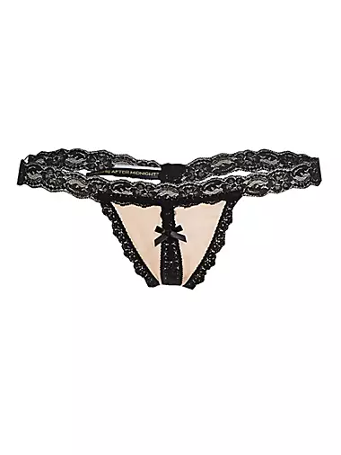 Nude Illusion Lace-Trimmed Mesh G-String Thong