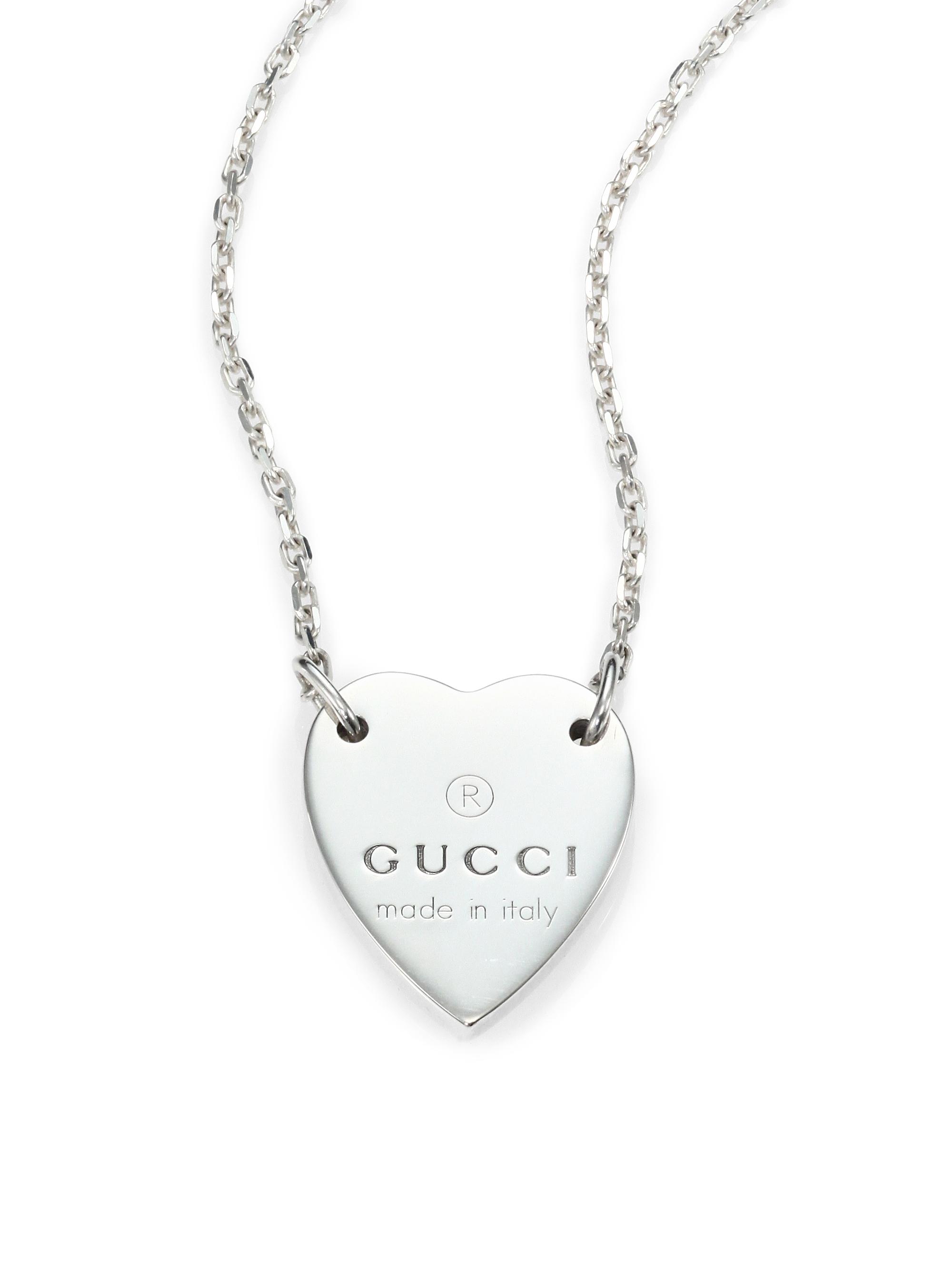 Gucci Women's Sterling Silver Signature Heart Pendant Necklace - Silver
