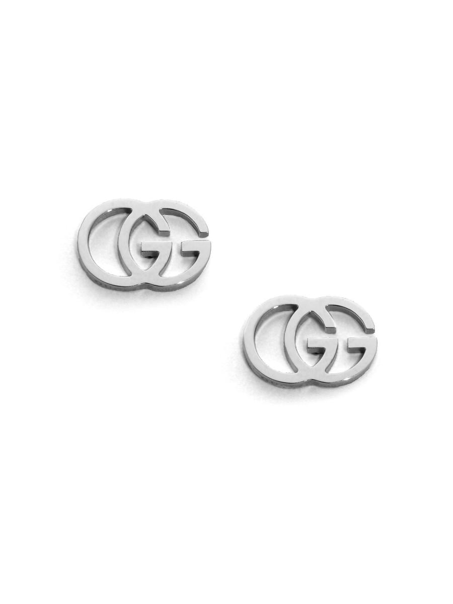 Gucci 18K White Gold Double G Earrings | Saks Fifth Avenue