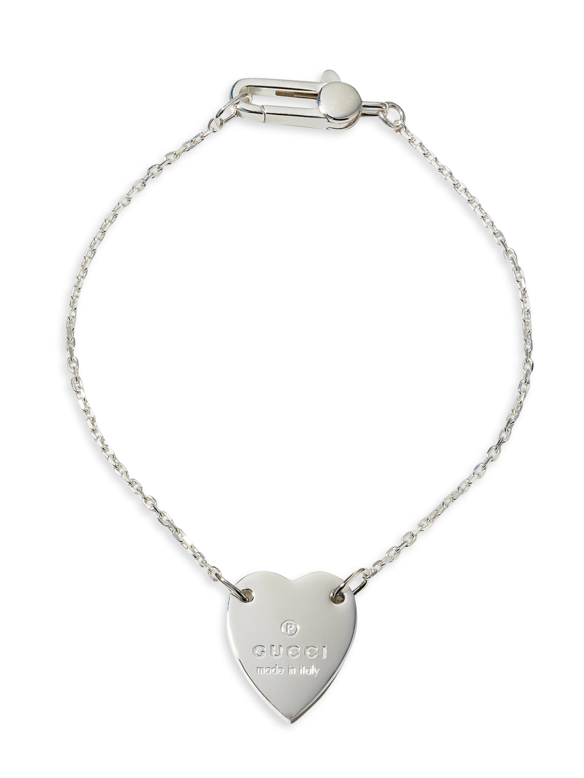 Gucci Women's Heart Charm Sterling Silver Bracelet - Silver