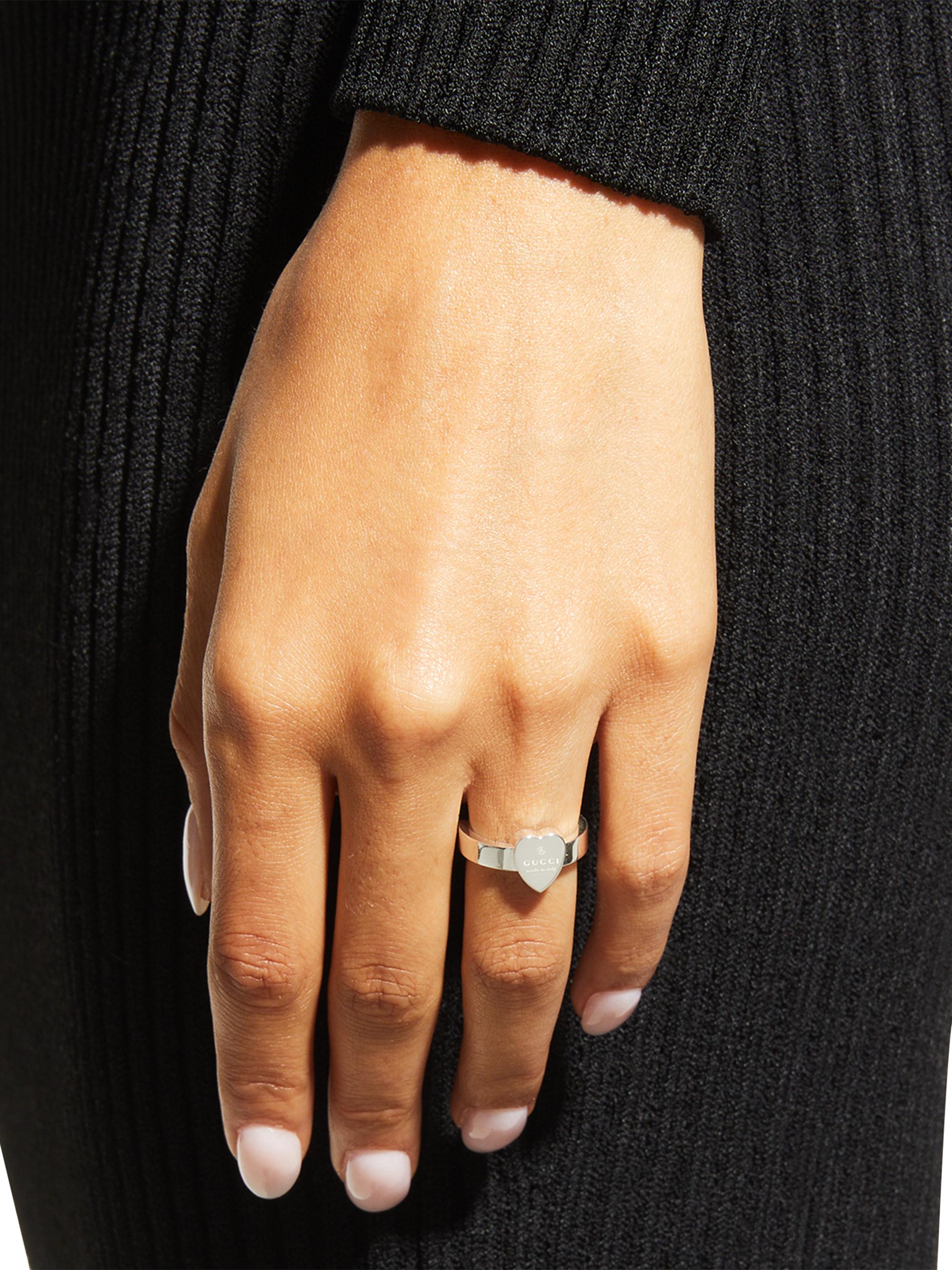 Gucci Trademark Sterling Silver Heart Ring | Saks Fifth Avenue