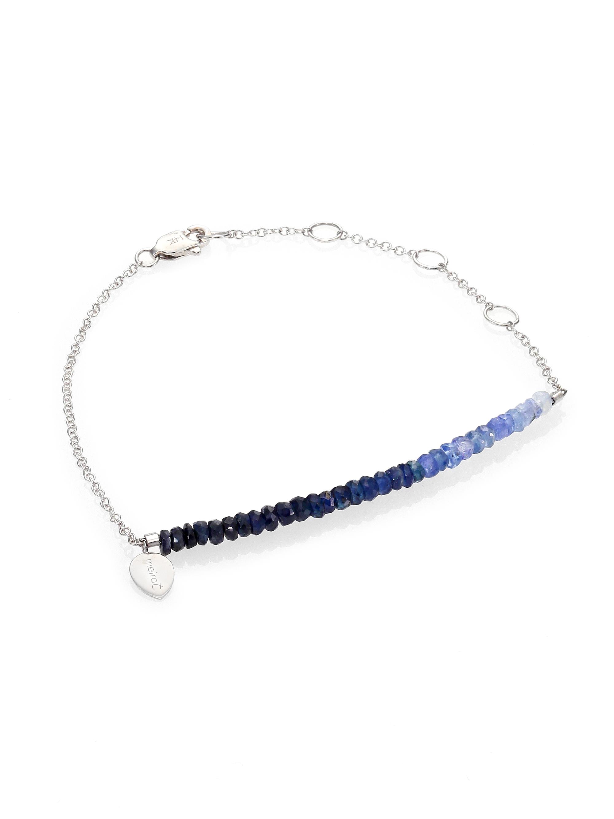 Meira T Women's Sapphire & 14K White Gold Ombré Beaded Bracelet - Silver