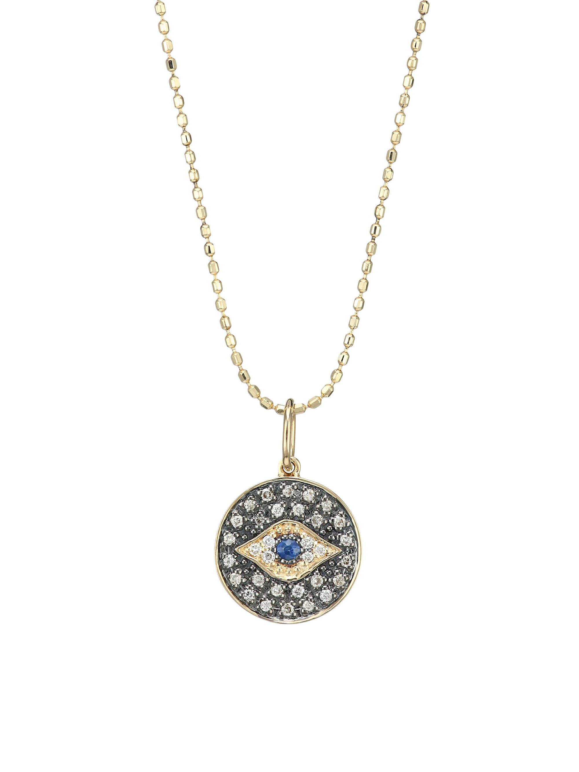 Sydney Evan Women's Diamond & 14K Gold  Evil Eye Medallion Pendant Necklace - Silver Gold
