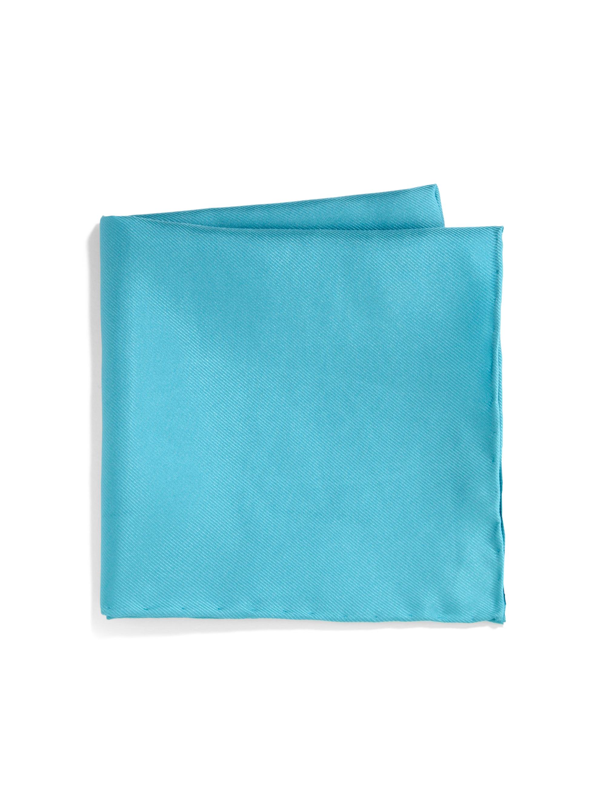 Saks Fifth Avenue Men's Silk Solid Pocket Square - Aqua