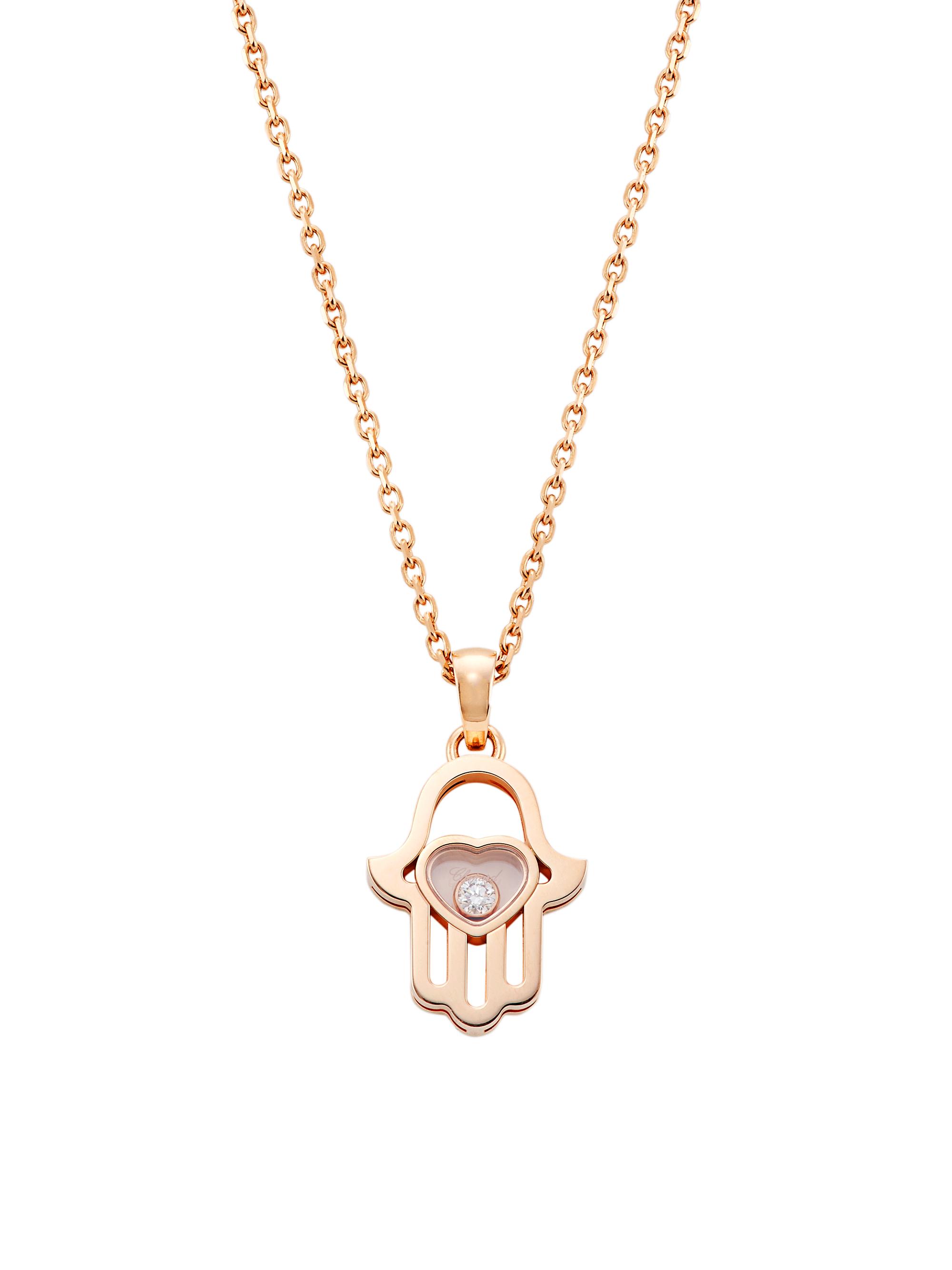 Chopard Women's Happy Diamonds Hamsa Hand Diamond & 18K Rose Gold Pendant Necklace - Rose Gold