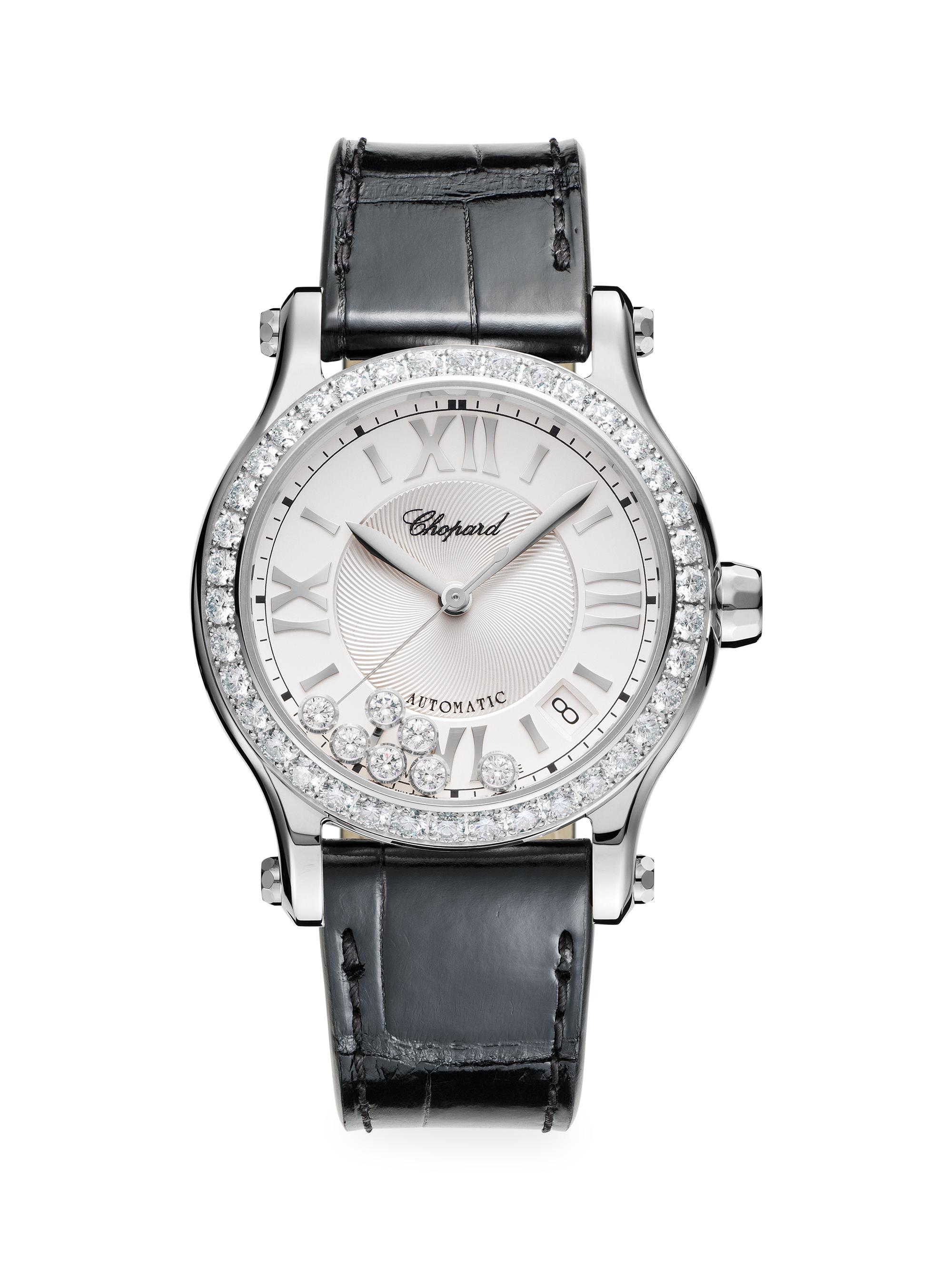 Chopard Women's Happy Sport Stainless Steel, Diamond & Alligator-Strap Watch - Stainless Steel