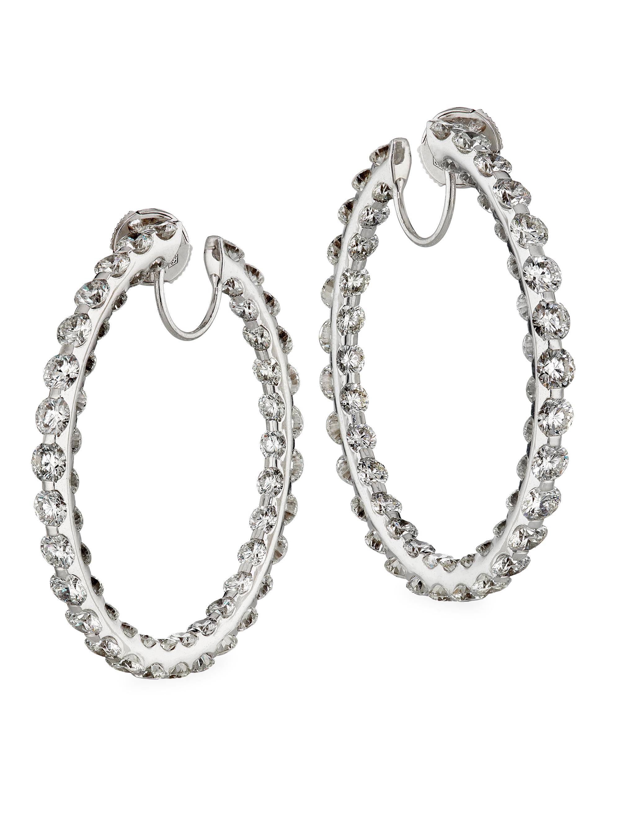 Chopard Women's 18K White Gold & 14.79 TCW Diamond  Inside-Out Hoop Earrings - White Gold