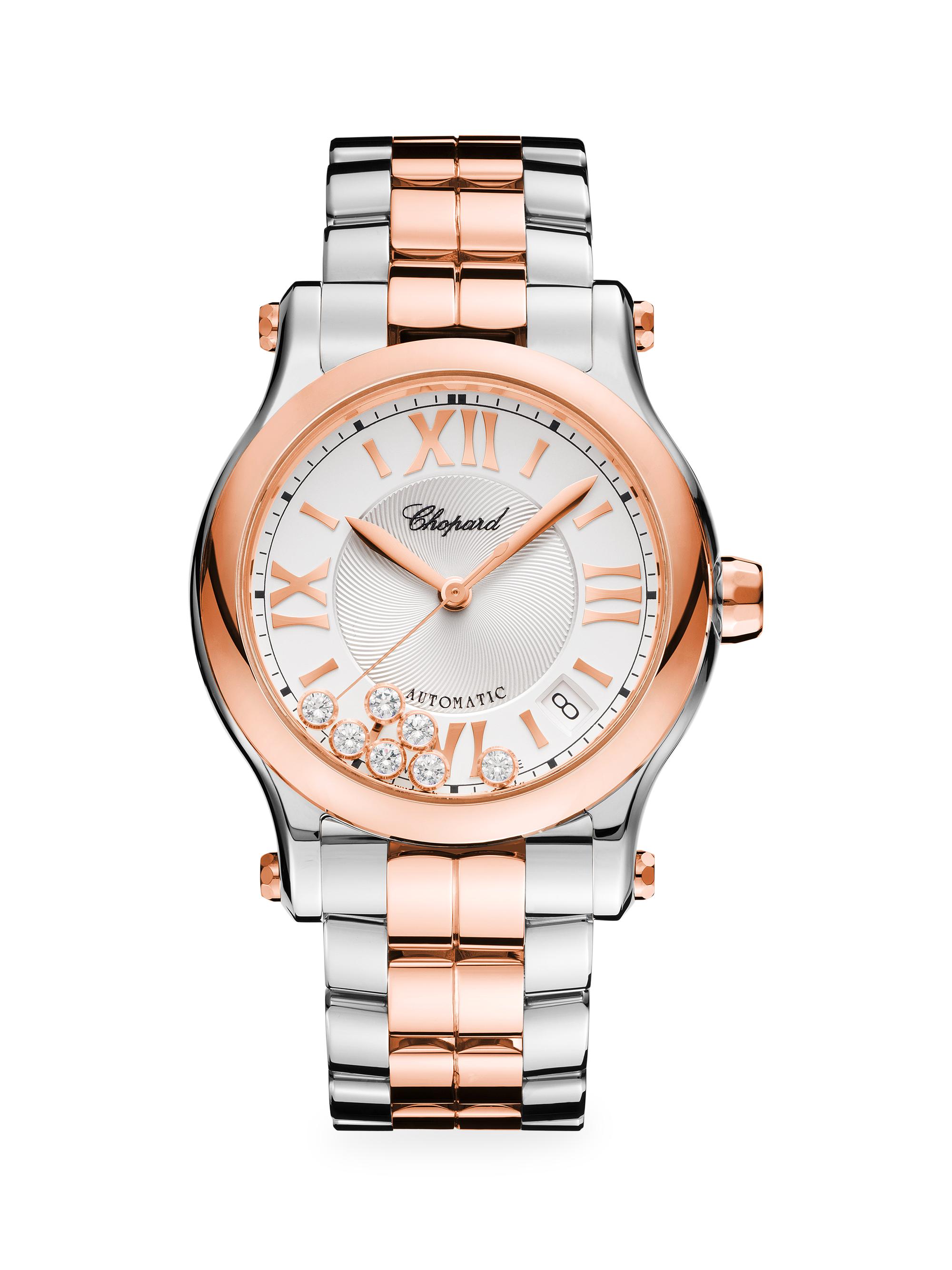 Chopard Women's Happy Sport 18K Rose Gold, Stainless Steel & Diamond Bracelet Watch - Rose Gold