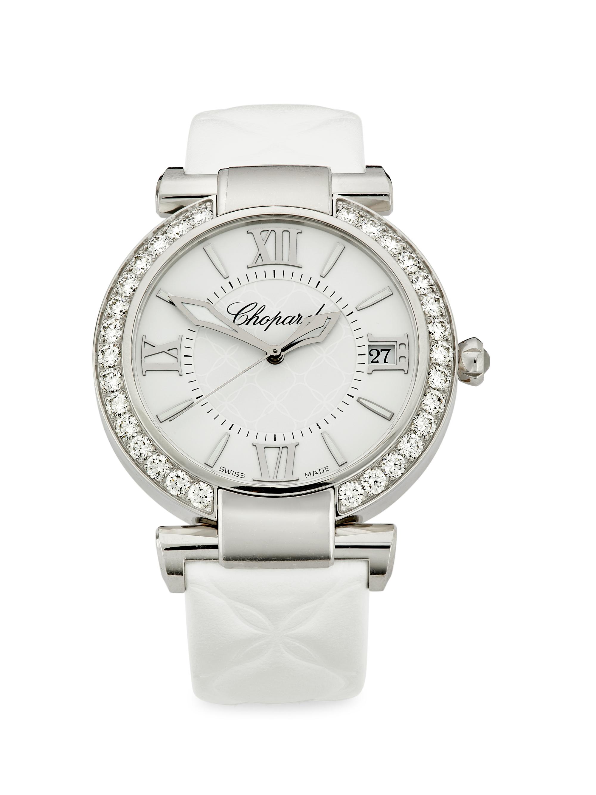 Chopard Women's Imperiale Stainless Steel, 2.41 TCW Diamond & Leather Strap Watch - White